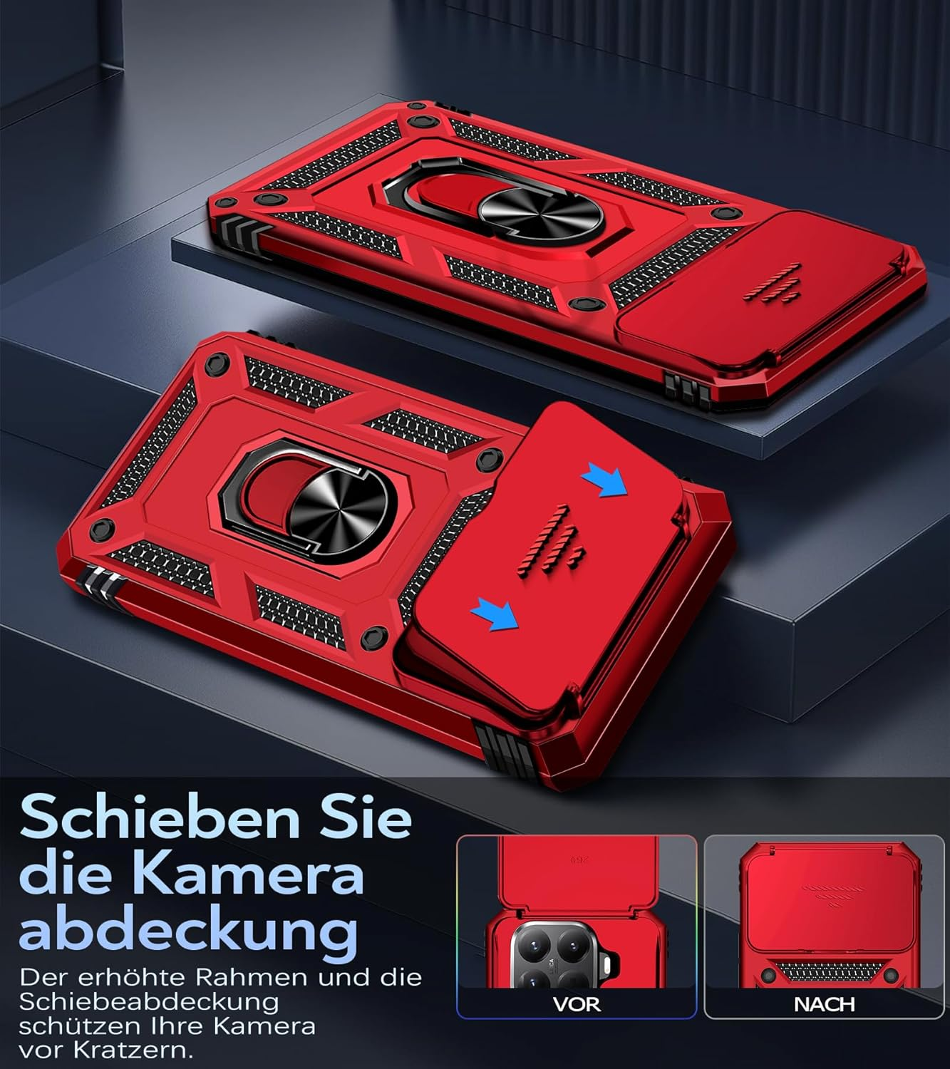 Camera Protection Mobile Phone Case for Xiaomi 15T Pro 5G Case with Xiaomi 15T Pro Screen Protector, 360&deg; Magnetic Metal Ring Holder Stand Mobile Phone Case PC & TPU Military Kickstand Shockproof image number 6