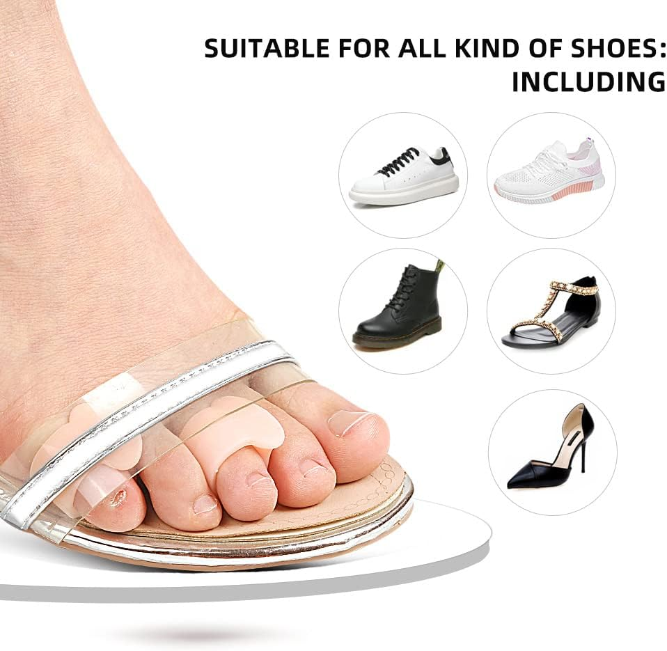 5 Pair Pinky Toe Separators, Little Toe Spacers Relieve Pain from Friction and Pressure Foot Care Tool (Beige)