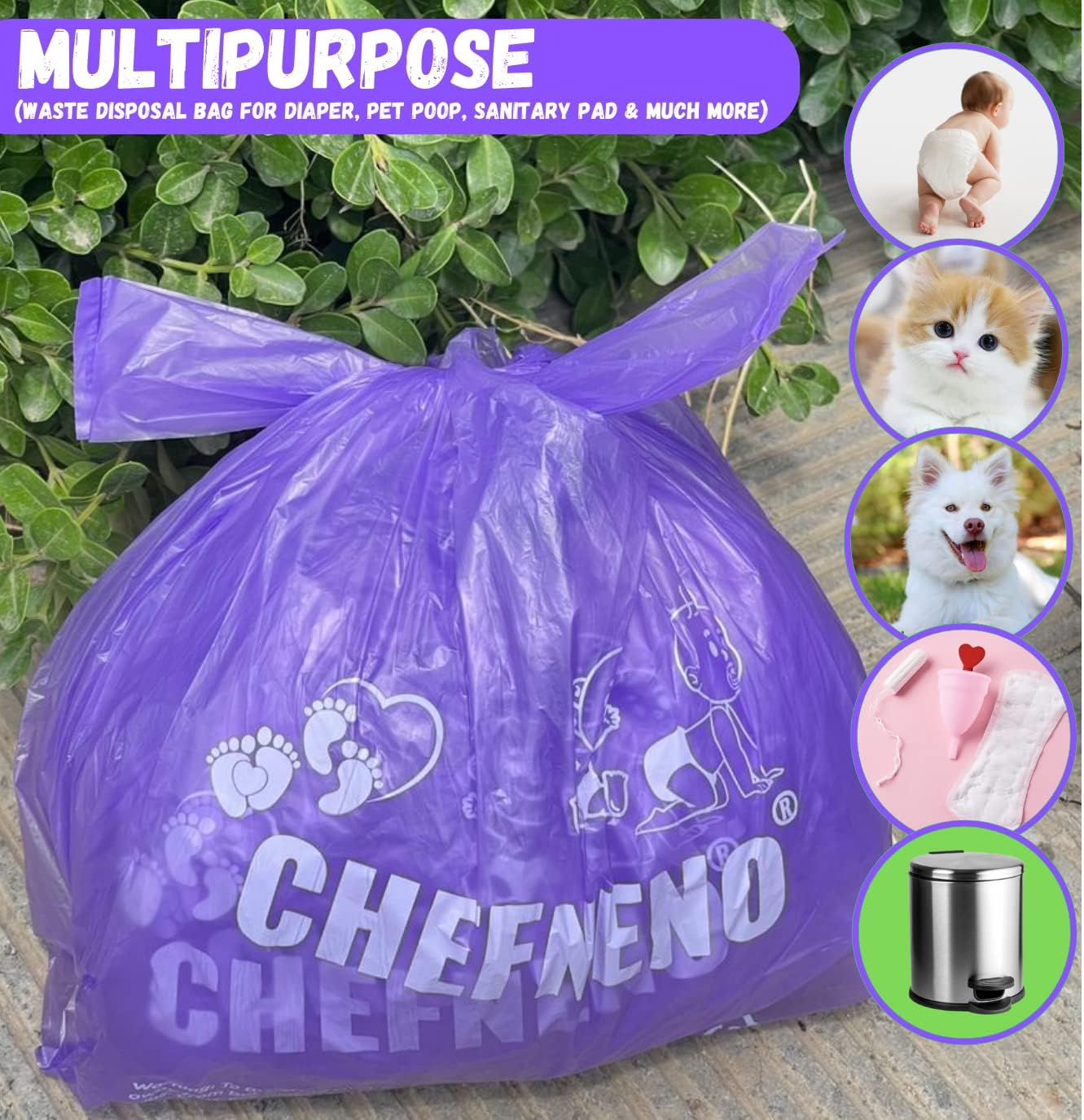 Baby Diaper Bag Disposable (600 Count) Fresh Baby Powder Scented Easy Tie Handles Bulk Diaper Sacks Disposable Dog Poop Waste Bags Cat Litter Clump & Poop Bags Sanitary Pad Waste Bags (600 Bags) image number 3