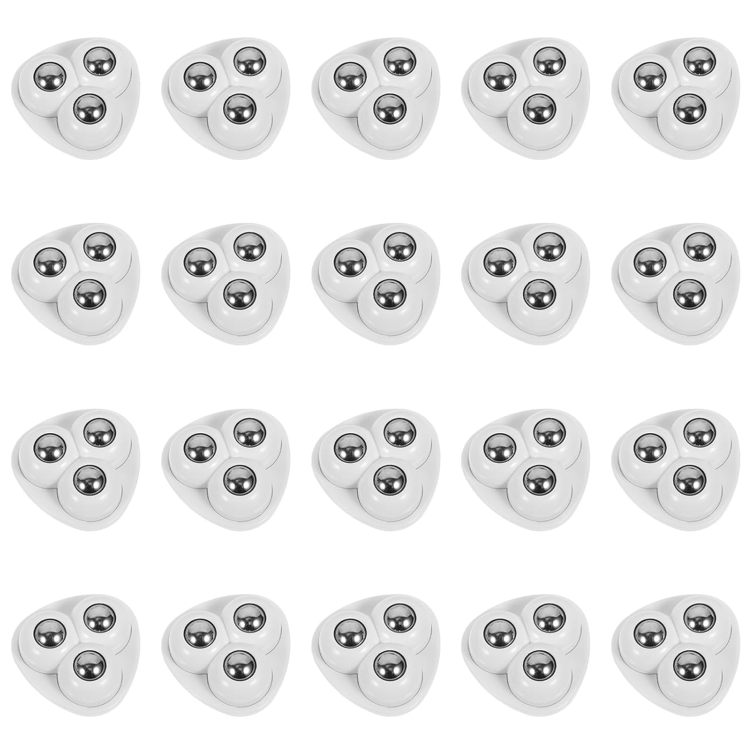 Itadaku 20 Pcs Mini Swivel Casters Wheels, 360&deg; Quiet Rotating Self-Adhesive Castors with 3 Steel Balls for Small Appliances, Furniture, Storage Boxes, Trash Cans, White image number 5
