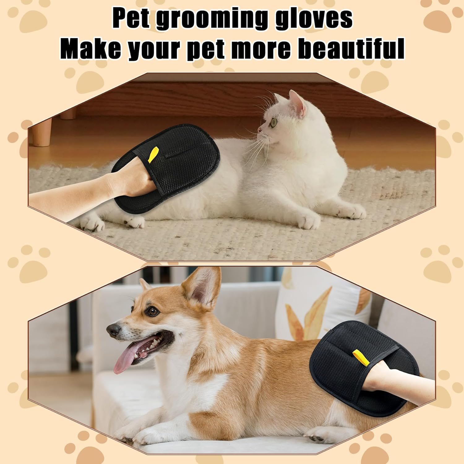 Oiuyamn Pets Double-Sided Pet Grooming Gloves,Pet Grooming Gloves,Dog Grooming Gloves, Grooming Gloves for Pets,Pet Hair Remover Gloves,Pet Fur Cleaning Gloves image number 4