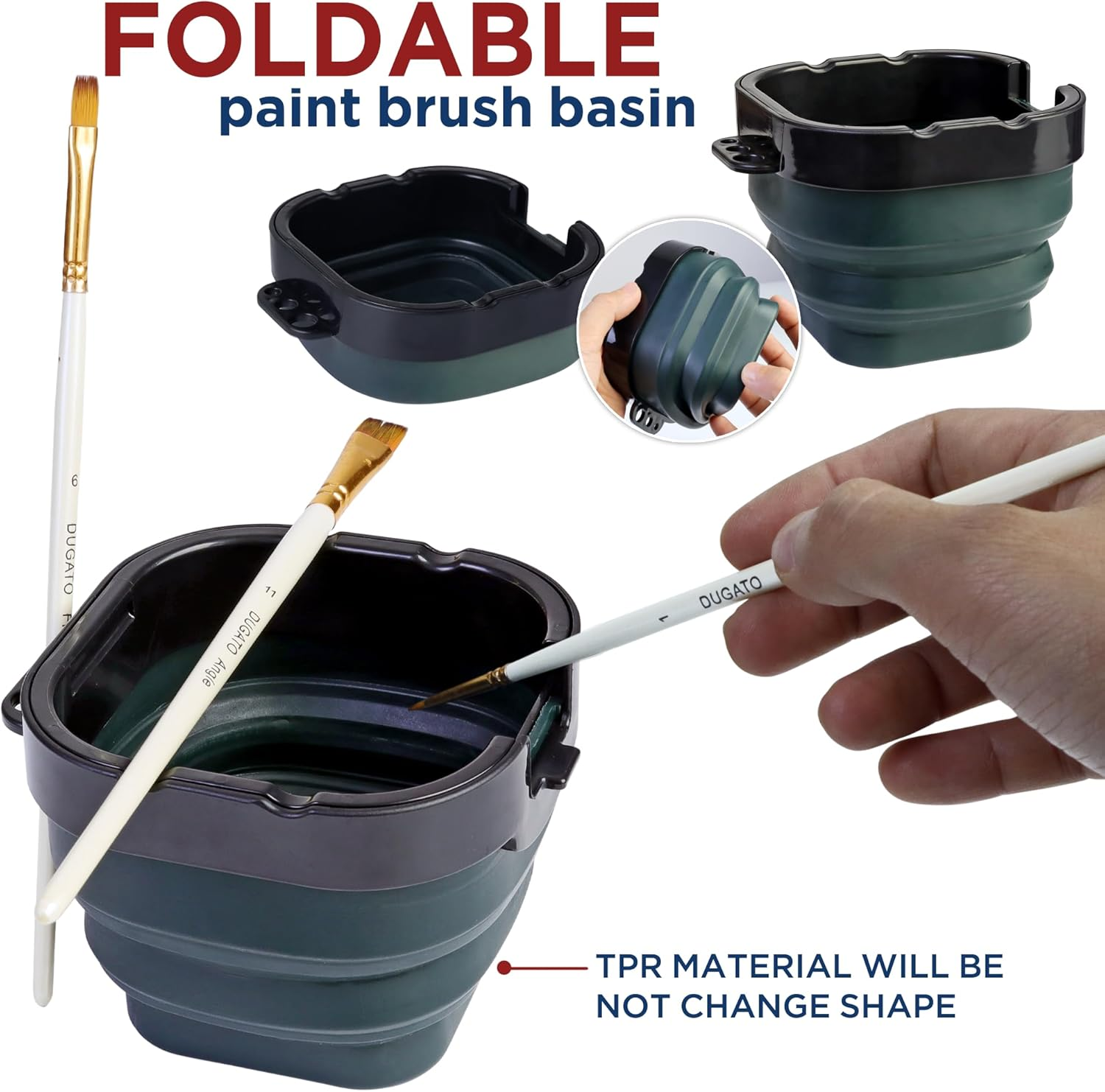 5.3 X 4.4 Inches Airtight Paint Palette Box, Valuable Container Combines Cleaning Brush Basin and Brush Holder, Using for Beginners Learning Art Project Workshops Outdoor Painting (Green) image number 4