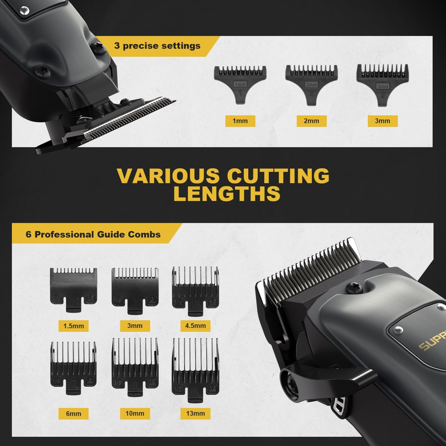 SUPRENT Pro Hair Clippers for Men, Rechargeable Cordless USB-C Clippers for Hair Cutting, Mens Hair Clippers & Trimmer Kit with LED Display for Barbers & Home Use (Gray) image number 1