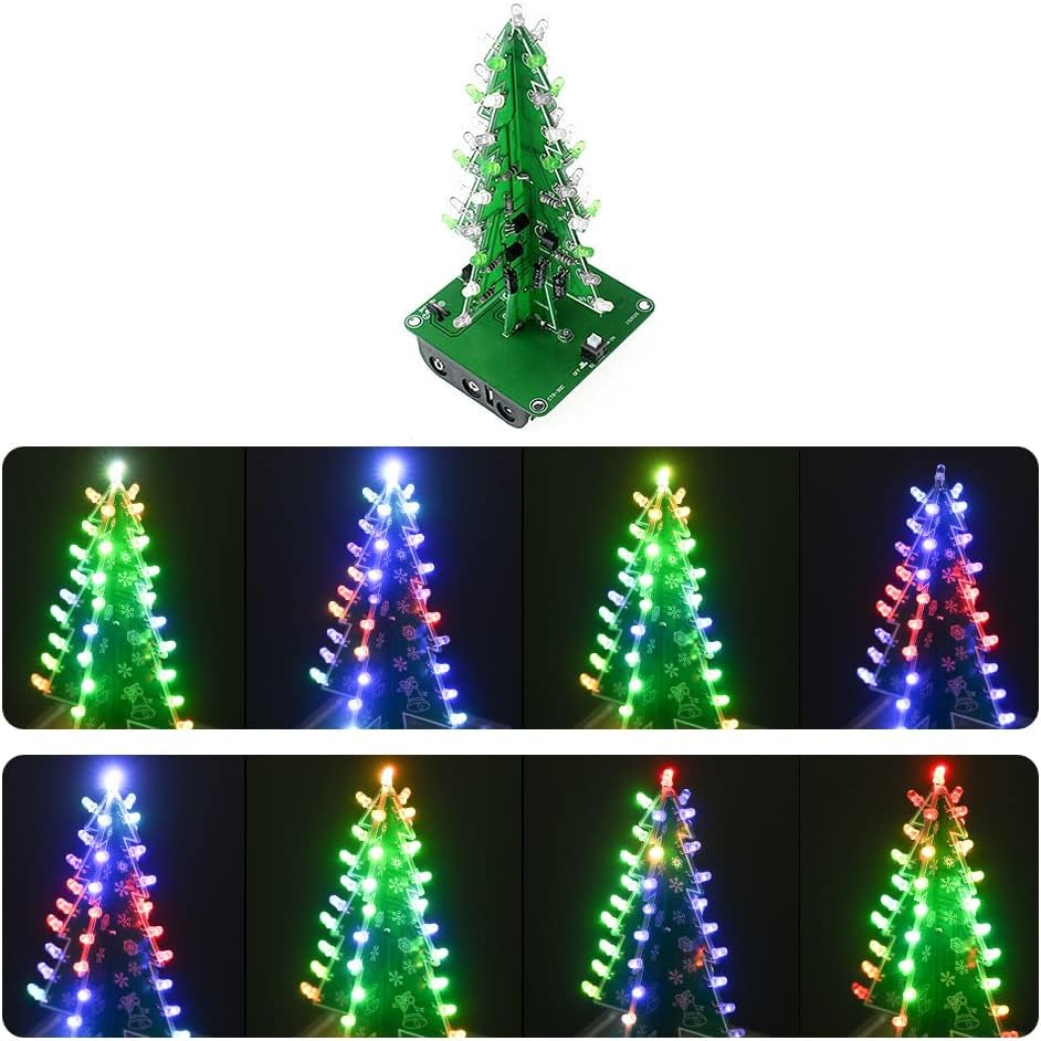 DIY Colorful Easy Making LED Light Christmas Tree with Music Electronic Learning Kit Module image number 3