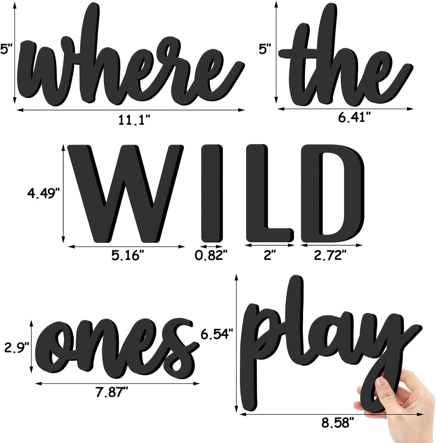 Xylolfsty Playroom Wall Decor, Where the Wild Ones Play Sign - Wooden Wall Art for Boys & Girls Toy Room, Toddler Nursery, Bedroom - 8 Pcs image number 1