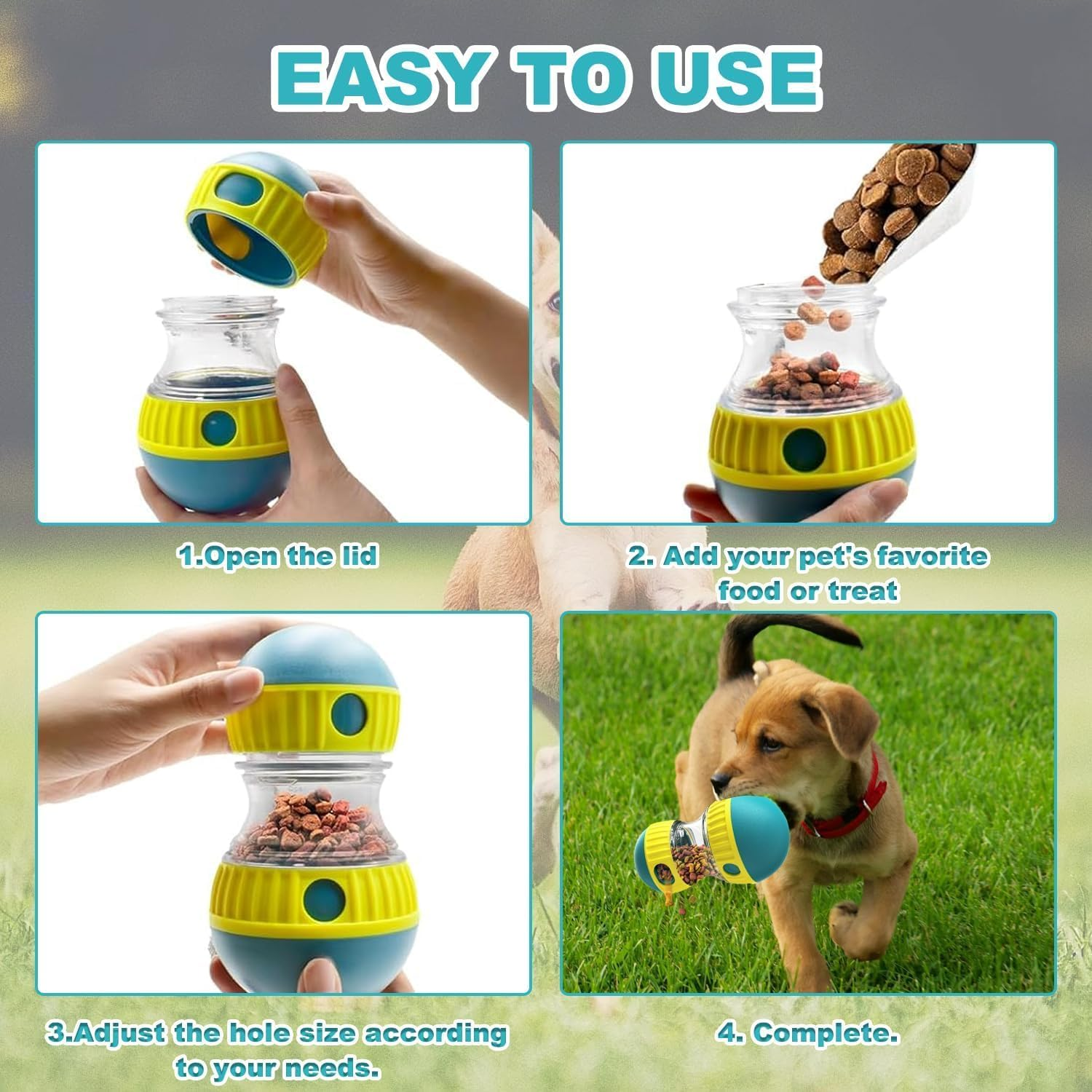My Corgi Living Interactive Dog Puzzle Toy - Adjustable Food Dispensing Ball & Slow Feeder Enrichment Training Toy for Small, Medium, Large Dogs - Fun Interactive Dog Toys image number 3