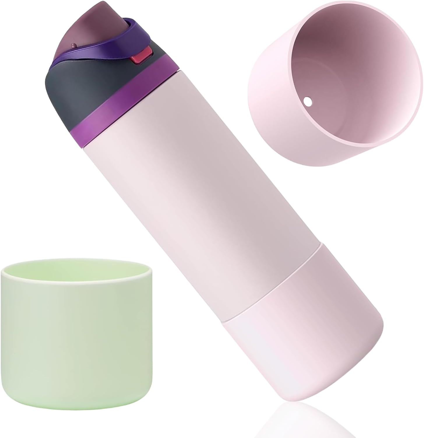 Rylaxzon 2 Pack Boot for Owala Freesip Bottle, Bottle Boot for Owala 24 Oz Silicone anti - Slip Bottom Bumper Protector Sleeve for Twist & Flip Stainless Steel Water Bottles (Pink and Mint) image number 5