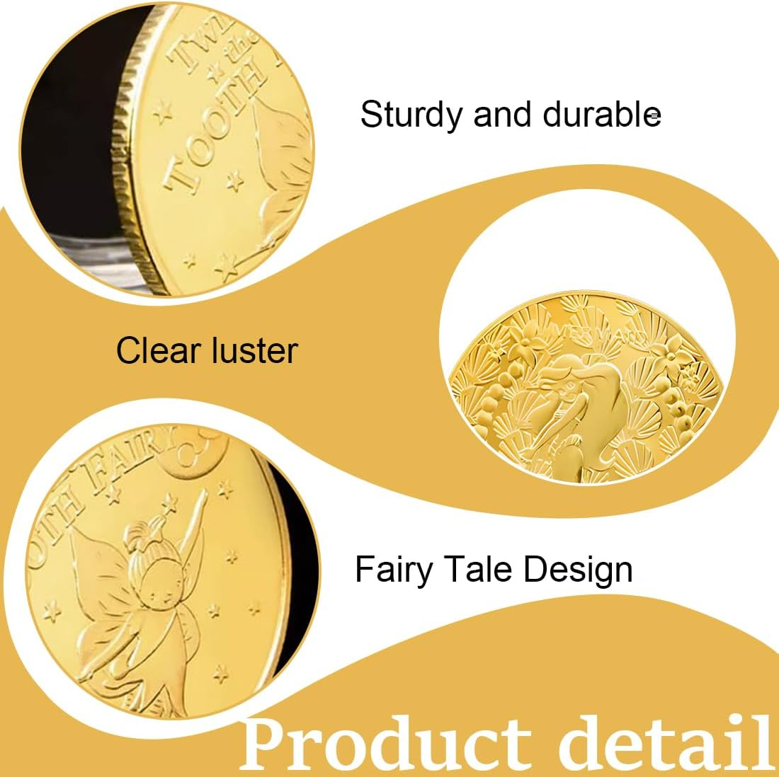 Pack of 4 Tooth Fairy Coins, Tooth Fairy Gold Coins with Positive Messages, Tooth Fairy Girls and Boys, Lost Tooth Souvenir image number 4
