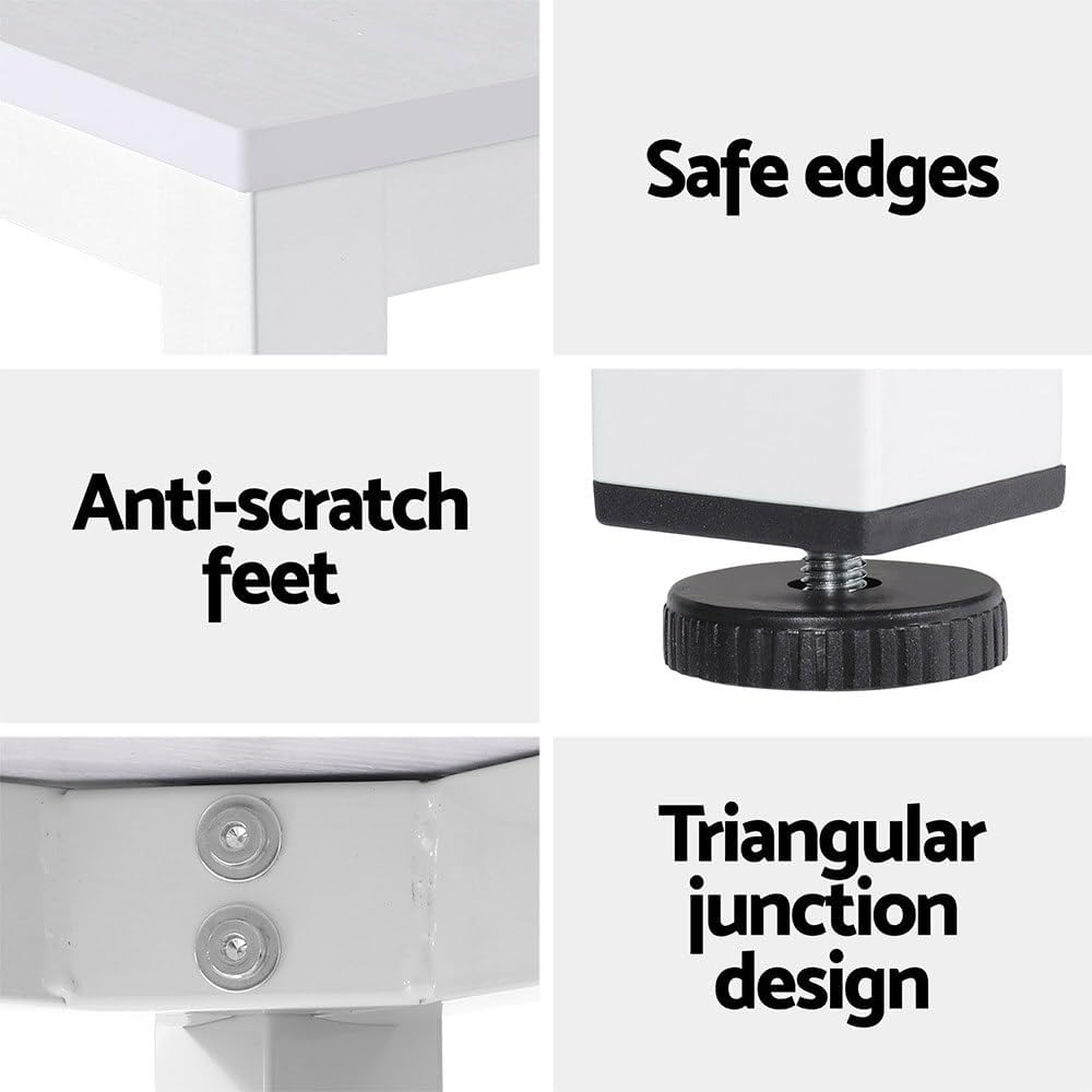 Artiss Computer Desk, 120Cm Length Office Laptop PC Desks Study Student Table, Home Gaming Furniture for Room, with Drawers Cabinet Wide Spacious Desktop Metal Legs White