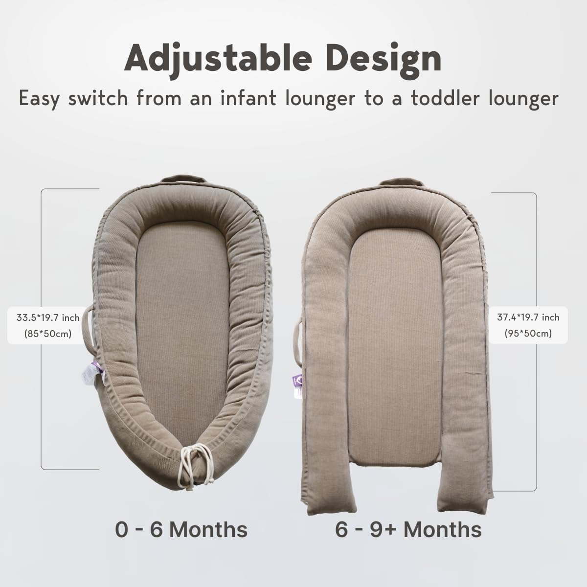 Coocoobaby Infant Lounger, Baby Nest Cover for Baby Girls & Boys, Newborn Essentials for Baby 0-12 Months, 100% Cotton Breathable, Portable Travel Bed (Fields of Rye)