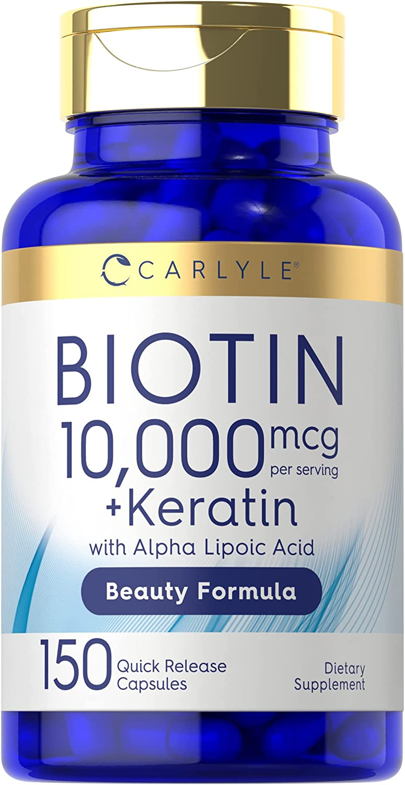 Biotin 10000Mcg | 150 Capsules | Beauty Formula with Keratin | Non-Gmo, Gluten Free Supplement | by Carlyle image number 6