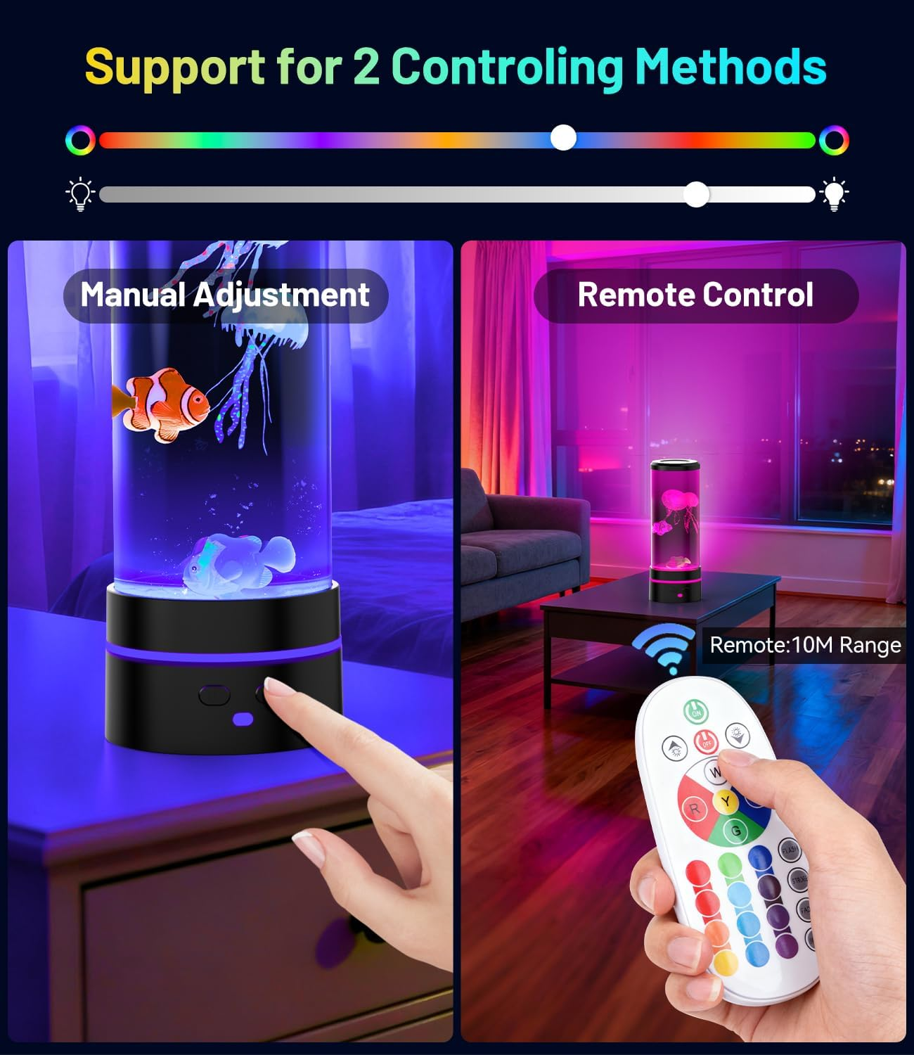 Fantasy Jellyfish Lights with Remote Control, LED Ocean Lamp with Simulated Jellyfish, 16 Colors Adjustable Aquarium Night Light for Home Office Decor Relax Night Lamp Valentine'S Day Gift(Black) - Black image number 4