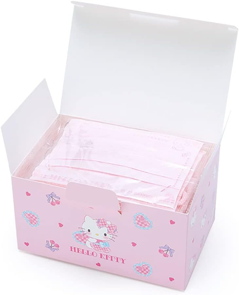 Sanrio 186775 Sanrio Hello Kitty, Non-Woven Mask, 3D Size, for Kids, 30 Pieces, Box Hello Kitty, Pleated Type, Individually Packaged, Gentle on the Ears, Nose Fitter, Character image number 1