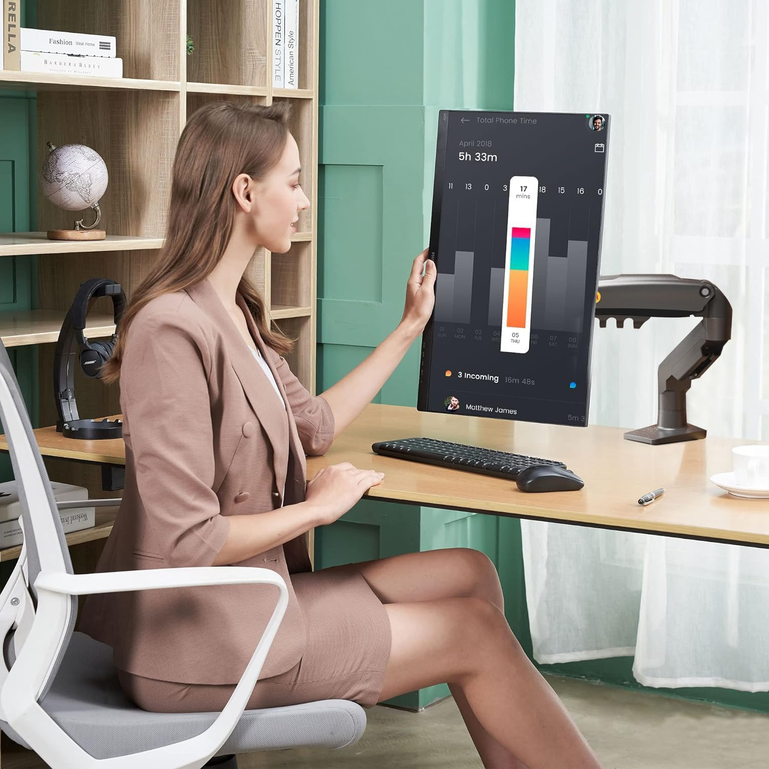 North Bayou Monitor Desk Mount Stand Full Motion Swivel Monitor Arm Gas Spring for 17''-27'' Computer Monitor from 2Kg to 6.5Kg image number 1