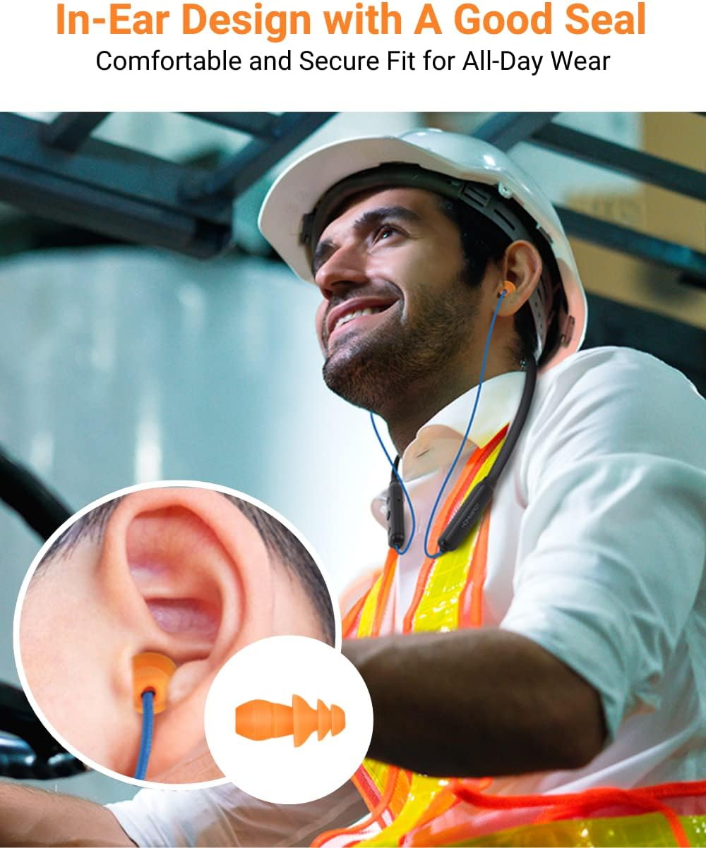 Homespot Noise Reduction Wireless Neckband Headphones with Qualcomm Aptx HD, 27Db NRR, CVC Noise Cancelling Mic & Controls and 20H Playtime for Work Safety OSHA Compliant image number 1