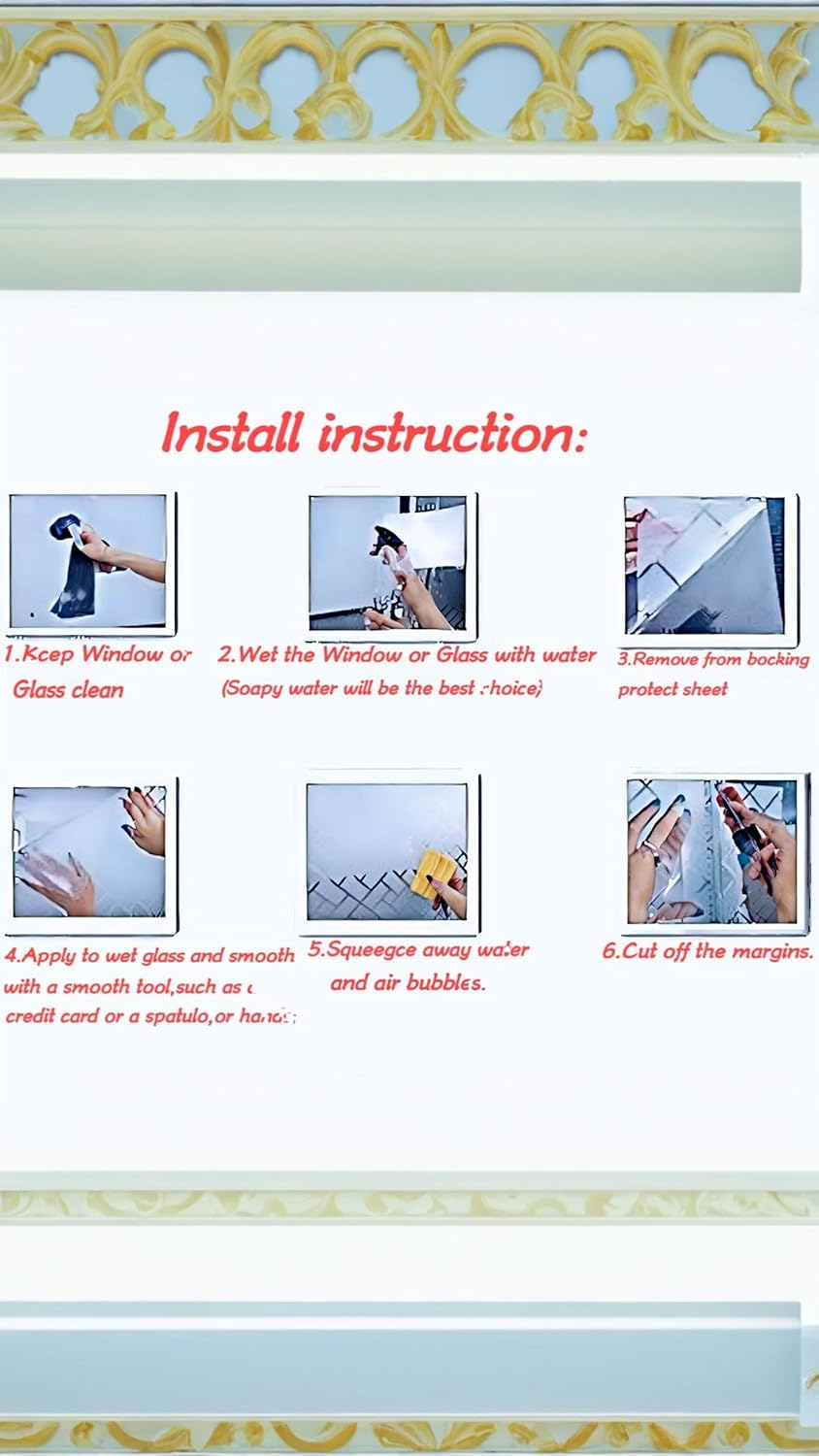 Honwor Forest Creek Landscape Oil Painting Window Film - Privacy, Decorative Static Cling Window Stickers, No Glue Window Coverings, Window Tint - Size: 60X120Cm