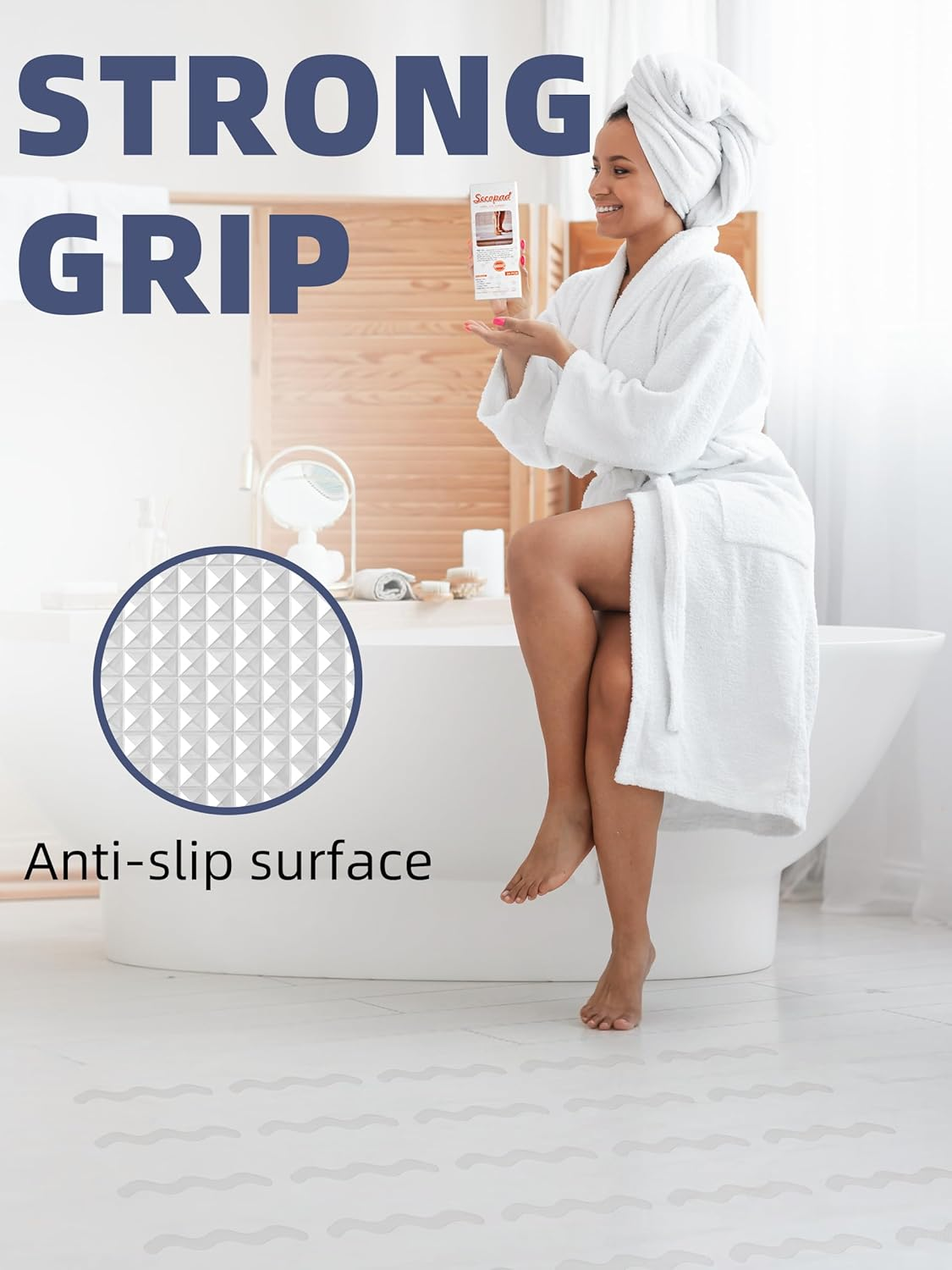 Patented anti Slip Shower Stickers 24 PCS Safety Bathtub Strips Adhesive Decals with Premium Scraper for Bath Tub Shower Stairs - White image number 5