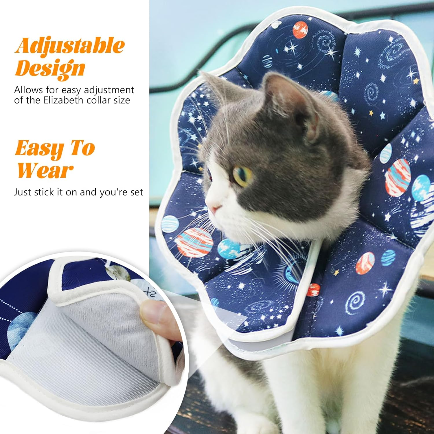 Hzqzaoan Soft Cat Recovery Collar, Protective Adjustable Pet Cone Collar - Cat Cone for after Surgery Soft Adjustable Lightweight for Kitten Prevent from Licking Wounds, Not Block Vision (Blue, S) image number 3