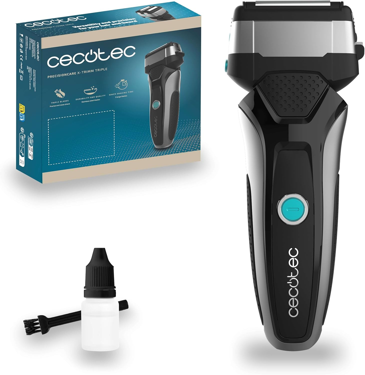 Cecotec Precisioncare X-Trimm Wireless Triple Beard Trimmer with 3 Stainless Steel Blades, Display, 60 Minutes Working Time, IPX6 image number 2