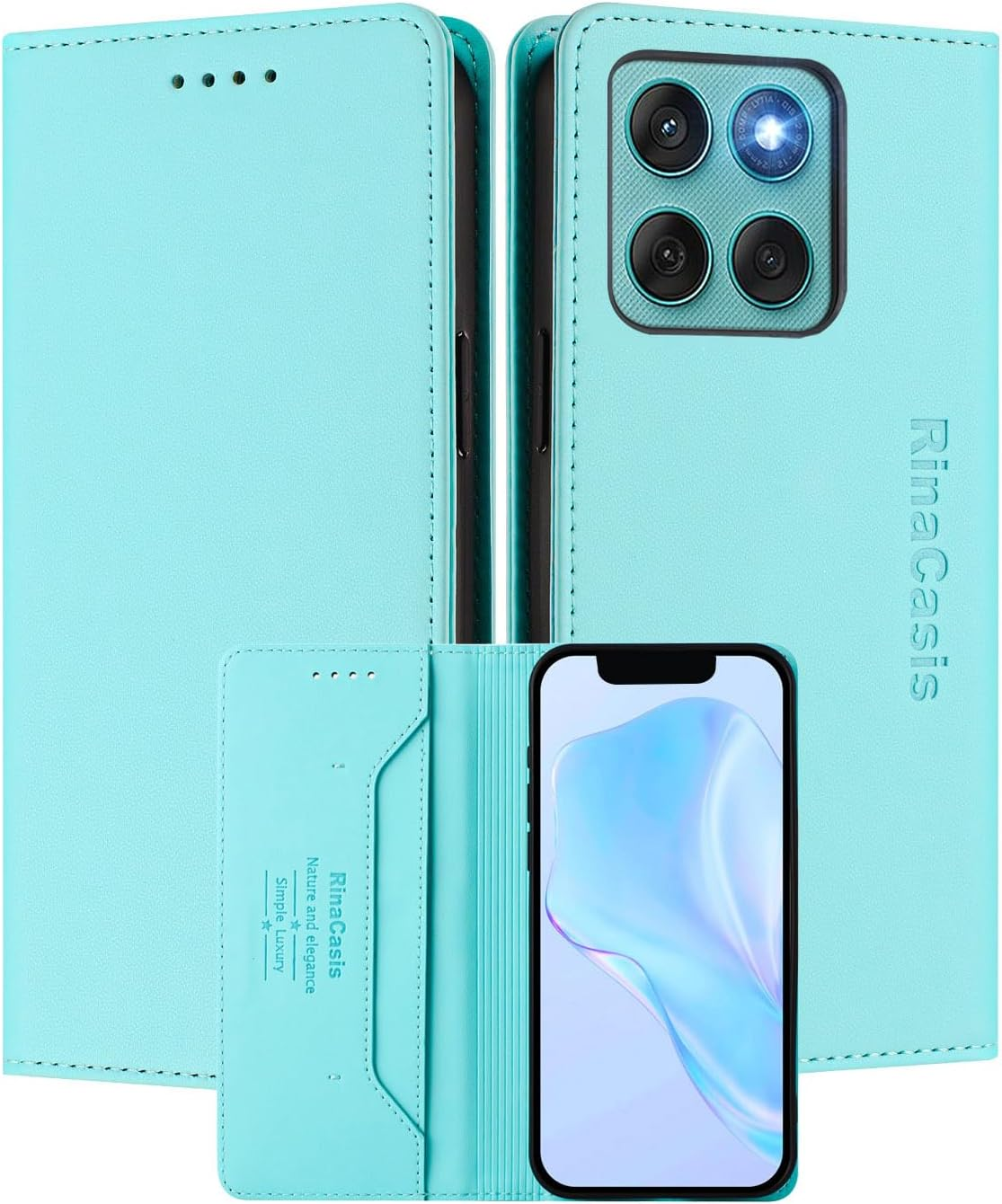 MOJIA Case for Motorola Edge 60 Fusion/Edge 60, PU Folio Leather Wallet Phone Case Protective Cover with Card Slot and Stand Function Dark Green