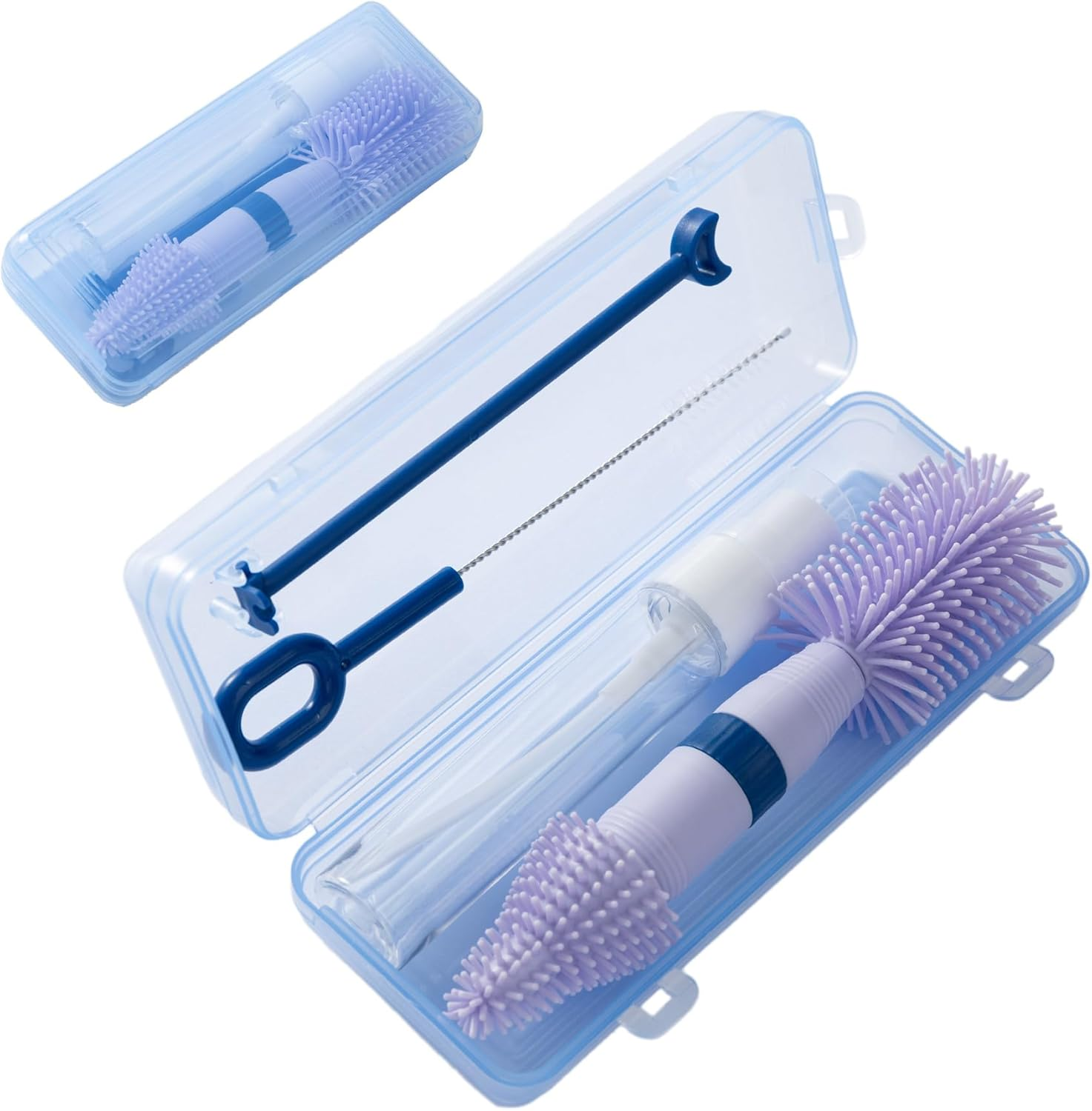 Chemimoso Silicone Baby Bottle Brush for Newborn Anti-Colic Baby Bottles, Portable Travel Bottle Cleaner, Suit for Baby Bottles Less than 8 OZ, Blue