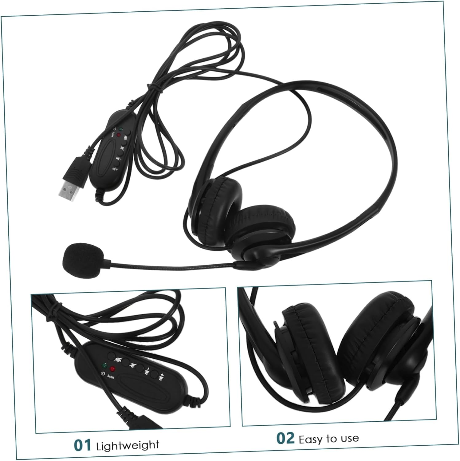 Tofficu Noise Cancelling Headphone with Microphone Office Headset with Conversation and Volume Control for Work Calls and Online Classes in Black image number 6