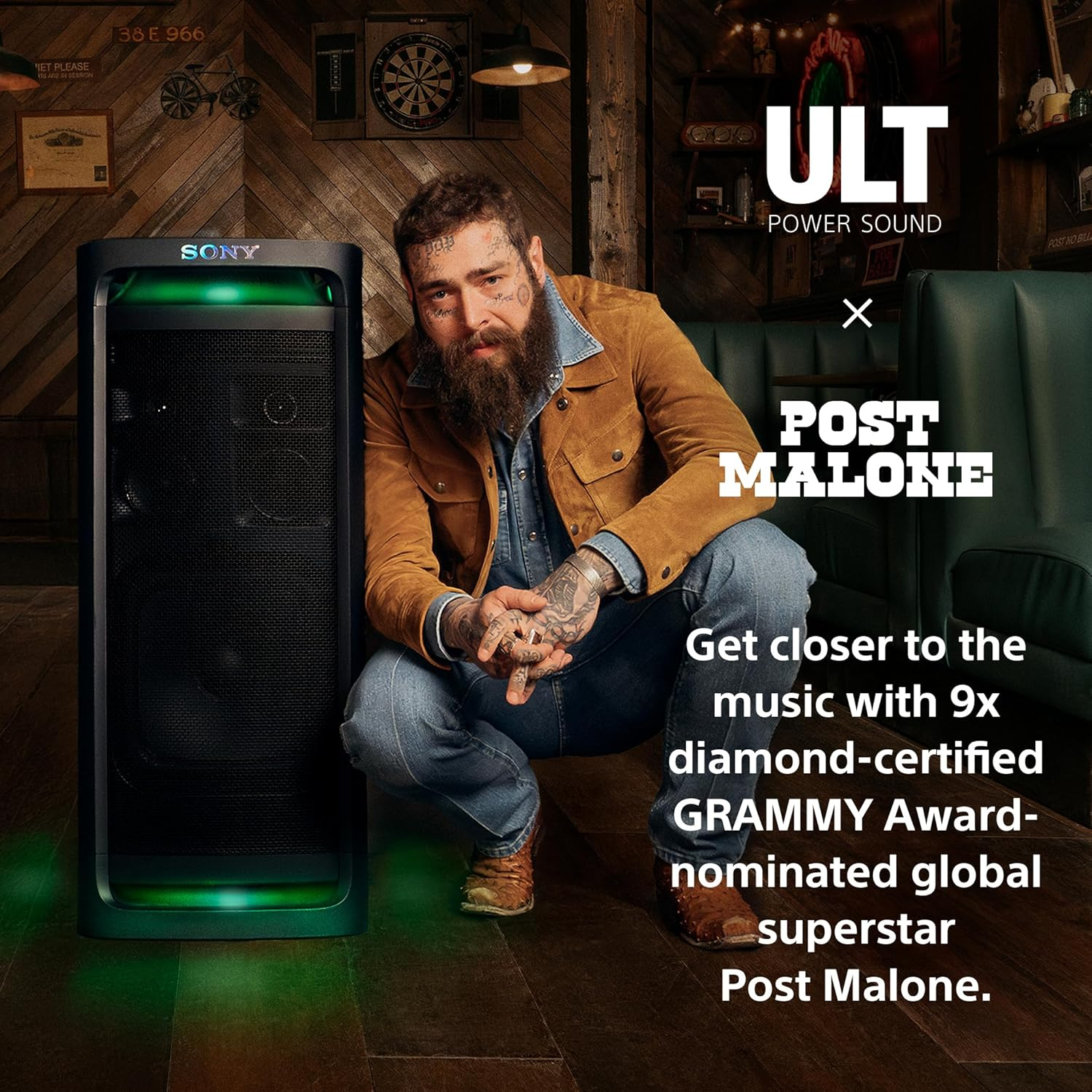 Sony ULT Tower 9 Bluetooth Party Speaker with Powerful Bass, 360&deg; Sound and Party Lights, USB & Line-In Play Back Options, and Microphone/Guitar Input (SRSULT900AC) image number 6