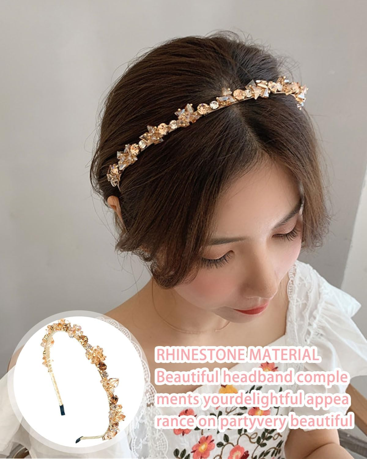 IPNSDON 1 X Women Rhinestone Headband, Bridal Headband, Retro Crystal Headband, Sequin and Pearl Headband for Parties, Weddings and Dates image number 1