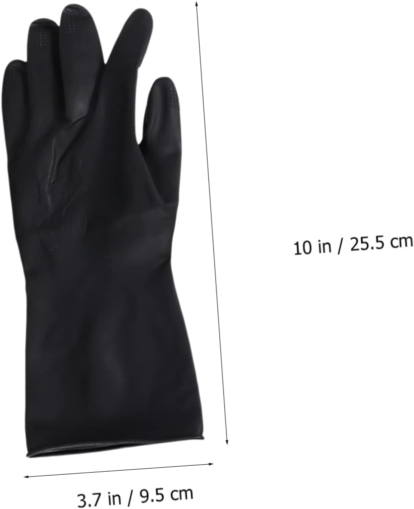 Beavorty 2 Pairs Professional Hair Coloring Accessories Reusable Dye Gloves Salon Gloves Black Rubber Gloves Hand Protectors Hair Dye Gloves Reusable Rubber Gloves Clean Shampoo image number 4