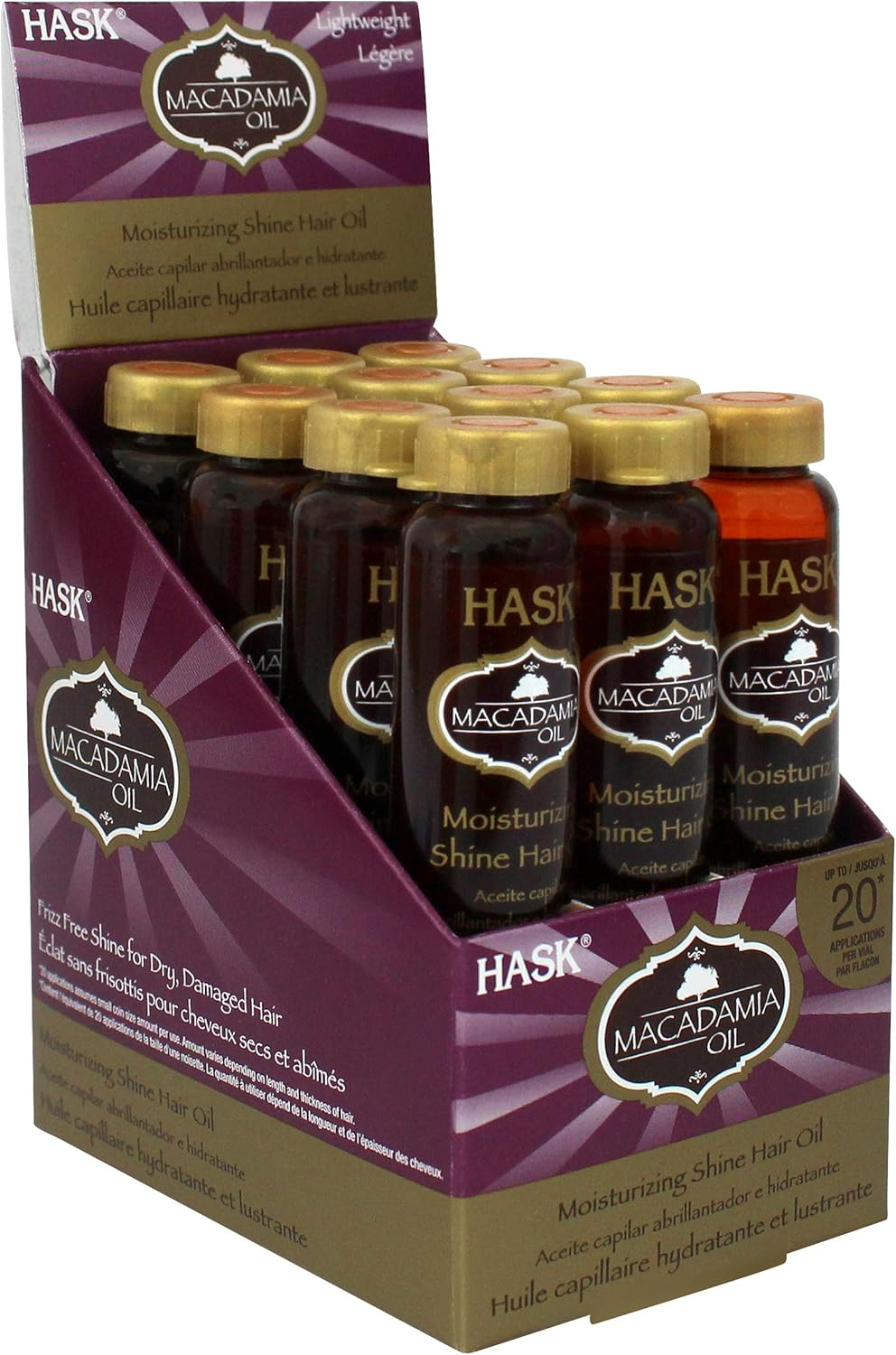 Hask Vials Macadamia Oil Shine Treatment, 0.62 Fl Oz (Pack of 12) image number 6