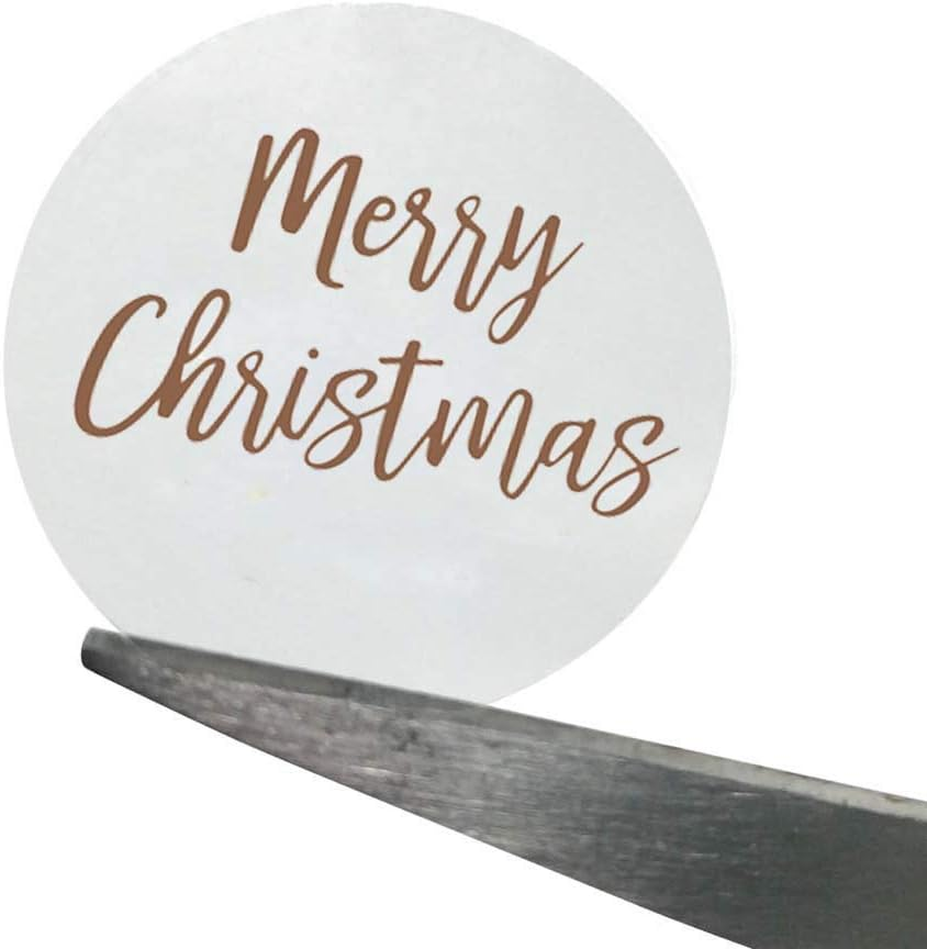 Lanema Merry Christmas 500Pcs/Roll 1 Inch Gold Foil round Seal Transparent Sticker for Business Hand Gift Envelope image number 2