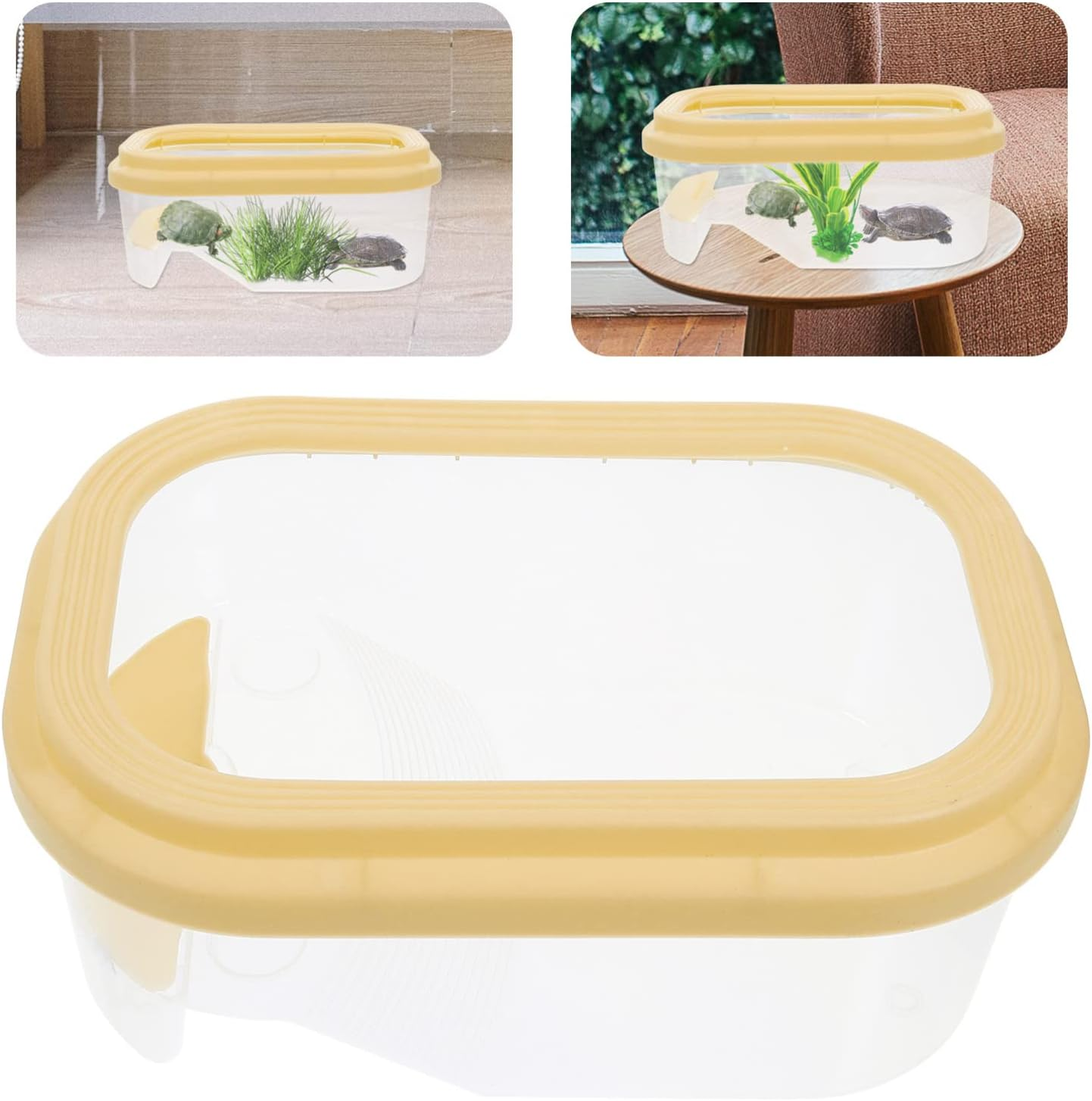 SUPVOX Turtle Breeding Container Basking Platform Multi-Use Indoor Turtle Tank for Tortoise Fish and Small Aquatic Pets Durable and Versatile Habitat Climbing Ramp and Feeding Area For image number 2