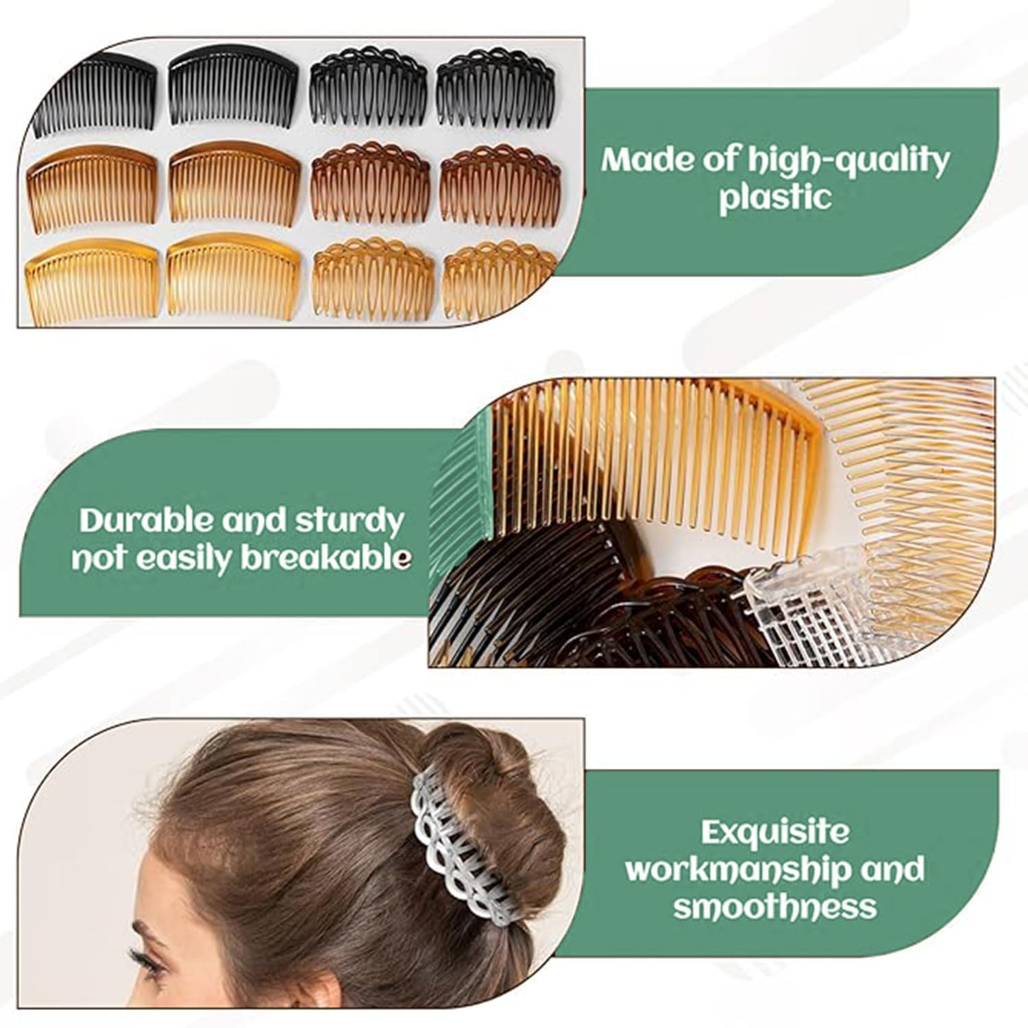 Roczential Comb Clip, Small French Comb, Hair Combs, 12 Pieces Plastic Teeth Hair Combs, Accessories for Women Bridal Wedding Veil Girls Thick and Fine Hair, Plastic Hair Twist Decorative Comb. image number 4