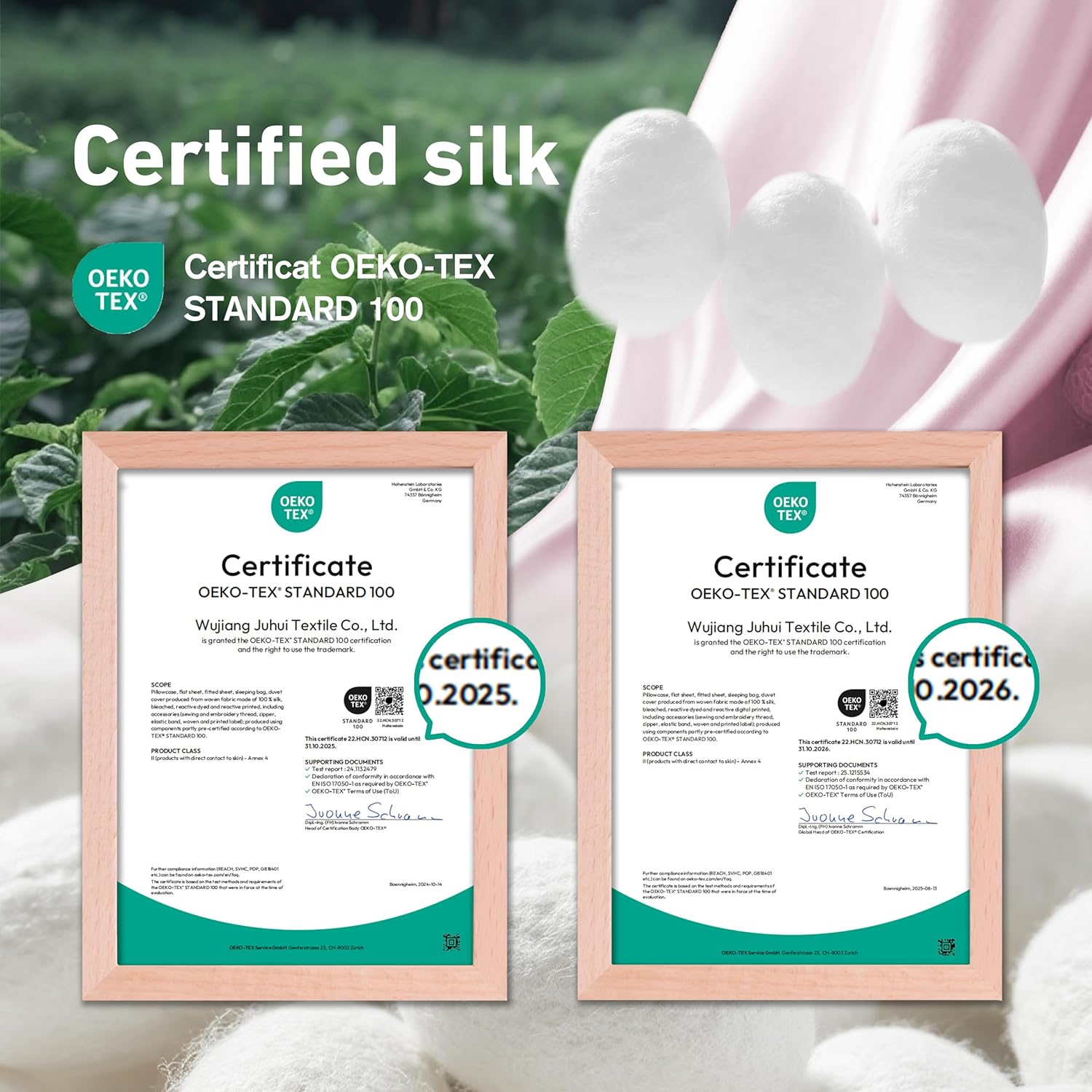 Townssilk Silk Scrunchie Set of 2 with Bow, 100% Mulberry Silk Hair Scrunchie, Voluminous & Gentle, Oeko-Tex Certified - Silver + Meadow Green image number 5