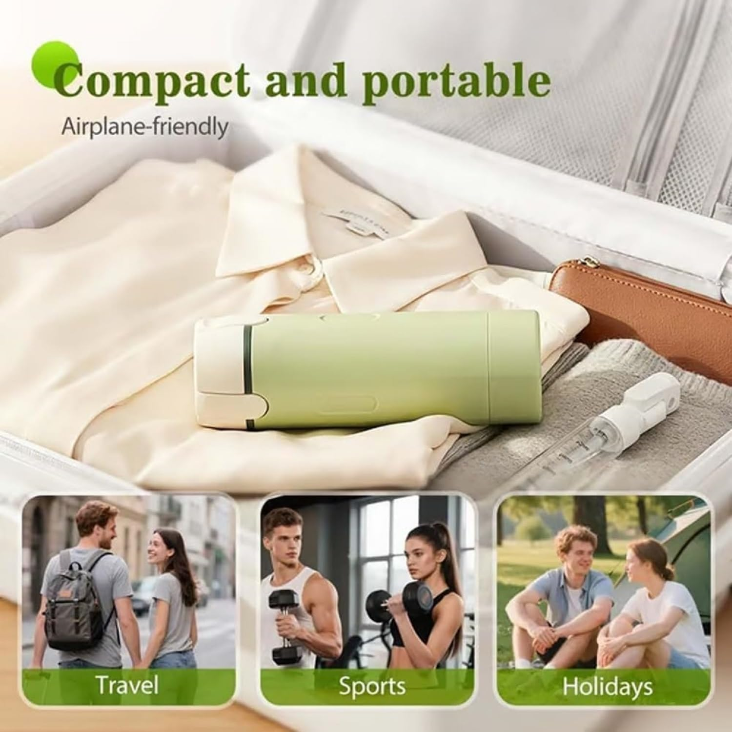 4-In-1 Travel Dispenser Bottle, Portable Leak Proof Refillable Toiletry Containers, Mini Shampoo Dispenser Portable Travel Bottle Set with Scale Label for Toiletries, for Flights Gym (Green*1) - Mix image number 6