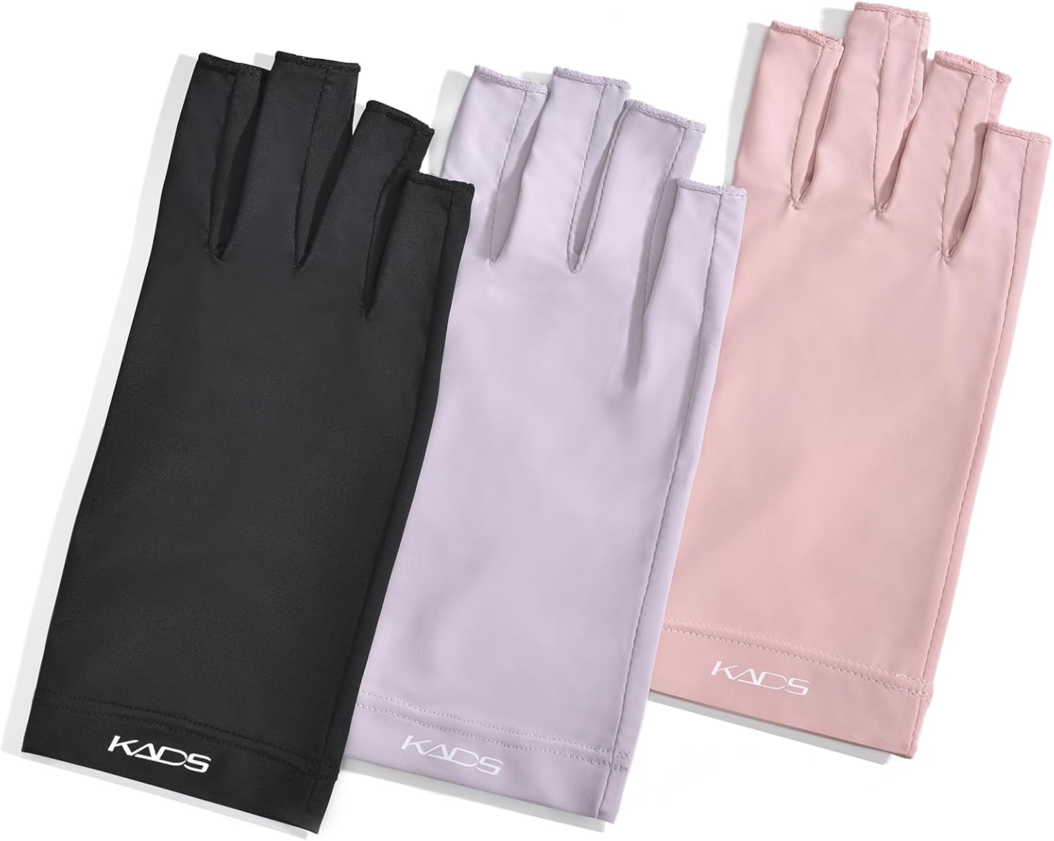 KADS Nail Art UV Resistant Gloves Black/Pink/Purple 3 Colors to Choose UPF100+ UV Resistant Gloves Nail Art Half Finger Gloves (Black) image number 4