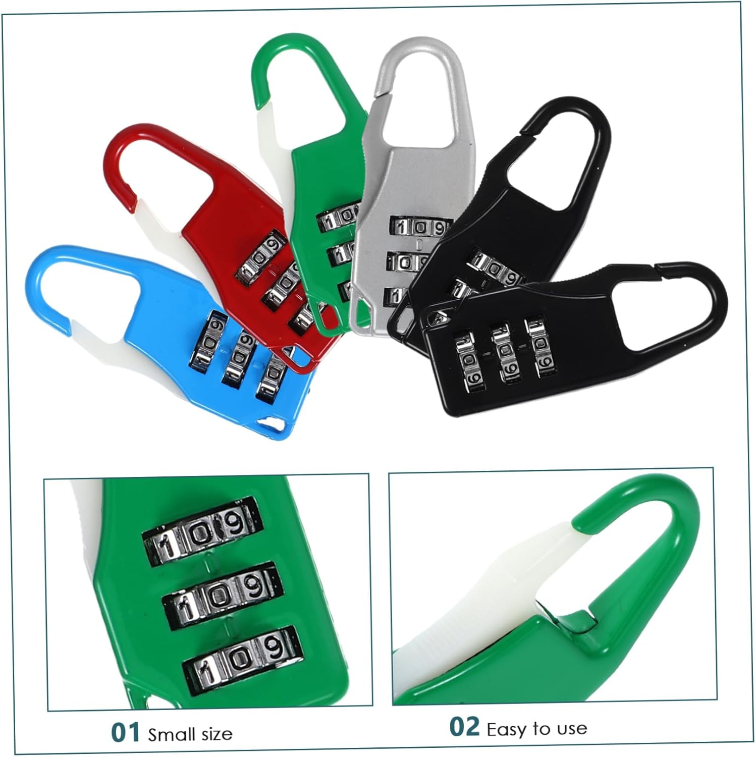 OSALADI 6Pcs Combination Luggage Locks Set, 3-Digit Password Padlocks with Zinc Alloy Body, Multipurpose Suitcase, Backpack and Gym Locker Security Locks for Travel and Outdoor Use image number 2