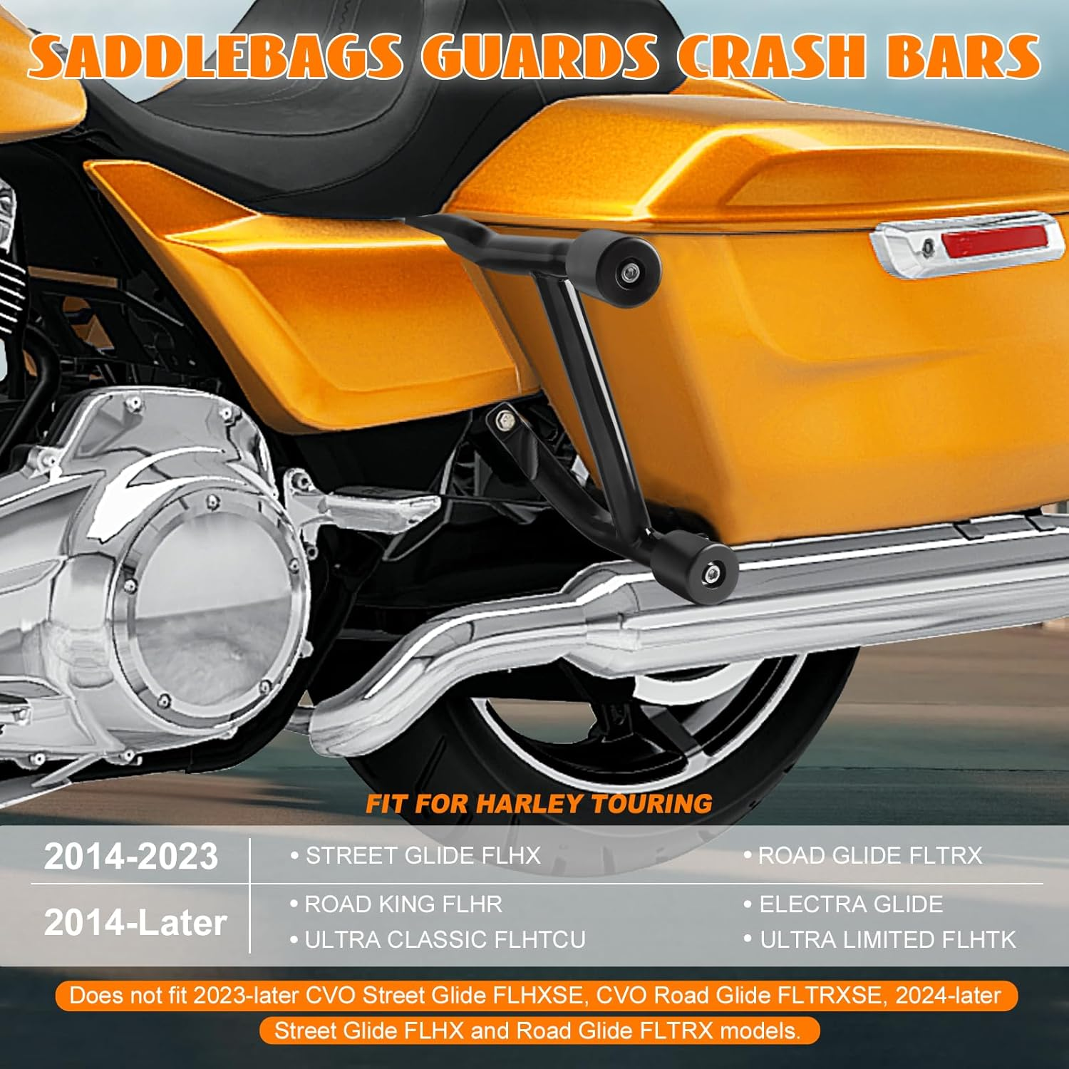 Saddlebag Guards Crash Bars Tip-Over Bar Rails Rear Saddlebag Support Bracket Protection Kit for Harley Touring Road King Street/Road/Electra Glide Ultra Classic Ultra Limited 2014-2025