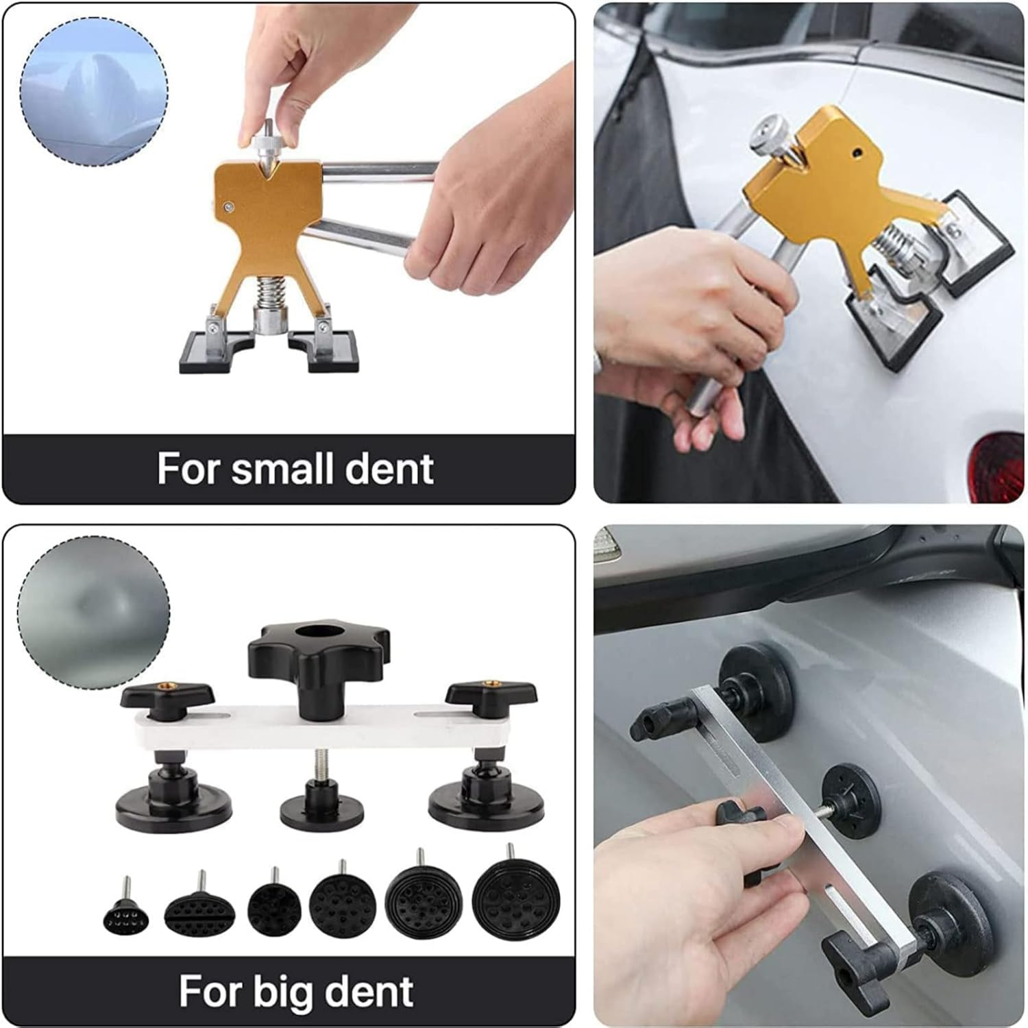 Paintless Dent Repair Kit 52Pcs, Car Dent Puller Tool with Adjustable Golden Lifter, Bridge Puller, Suction Cup & Glue Gun for Automobile Body Dent Removal Remover Tools Kit image number 6