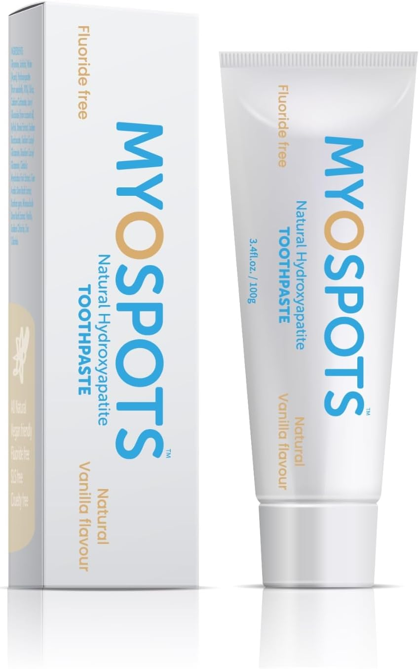 MYOSPOTS Hydroxyapatite Toothpaste - Whitening & Sensitive Care, Reinvented Oral Health with HYDROXYAPATITE, Vanilla Flavour, Fluoride & Sodium Lauryl Sulfate Free (1) image number 6