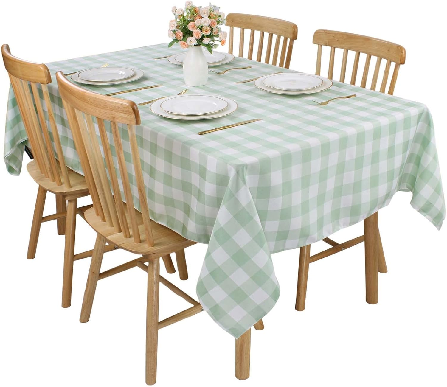 Kesfey Red Gingham Tablecloth Polyester 140X200Cm, Rectangle Checkered Tablecloth Spillproof and Wrinkle Resistant for Outdoor and Indoor Use, Plaid Table Cloth Wipe Clean