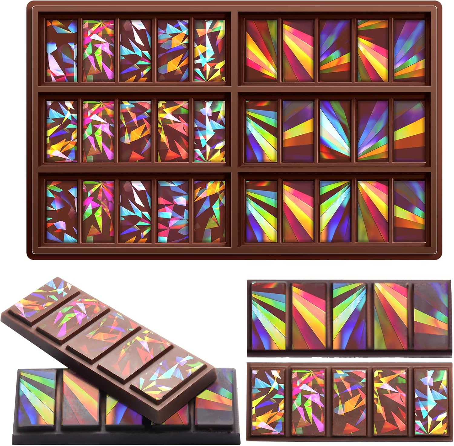 Ziliny Holographic Chocolate Molds Resin Silicone Chocolate Bar Deep Thick Molds for Reusable DIY Baking Wax Melts(Windmill and Snowflake) image number 4