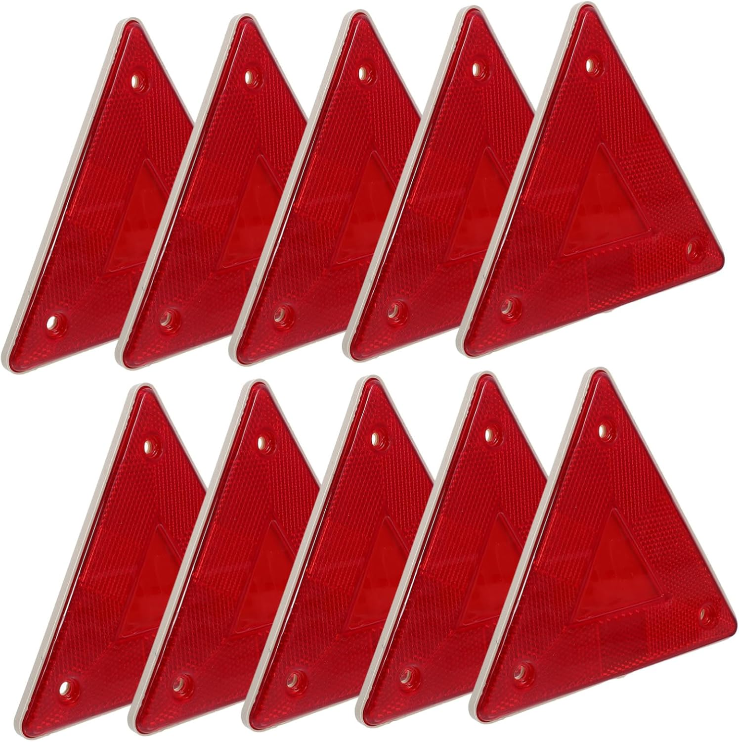 MAGICLULU 10PCS Red Reflective Warning Triangle for Trucks Small Portable Roadside Safety Sign Frames Easy Setup Emergency Alert for Night Driving and Adverse Weather Conditions image number 6