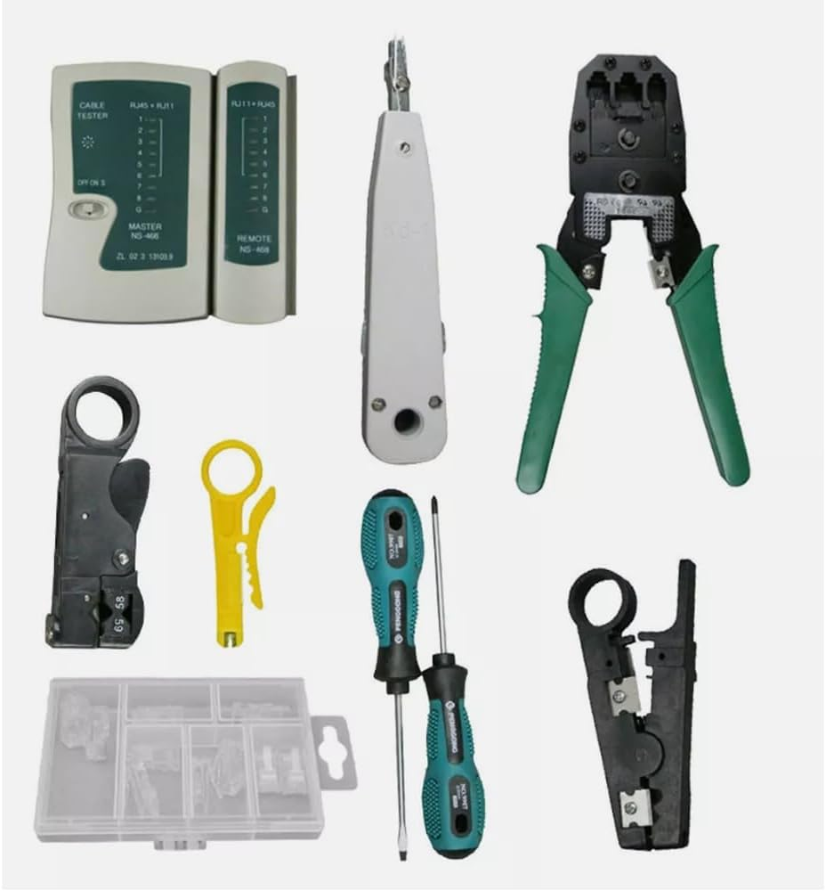 ZONADA Ethernet Cable Tester Kit with RJ11 RJ45 Crimper Stripper Punch down Tool for Networking Maintenance DIY