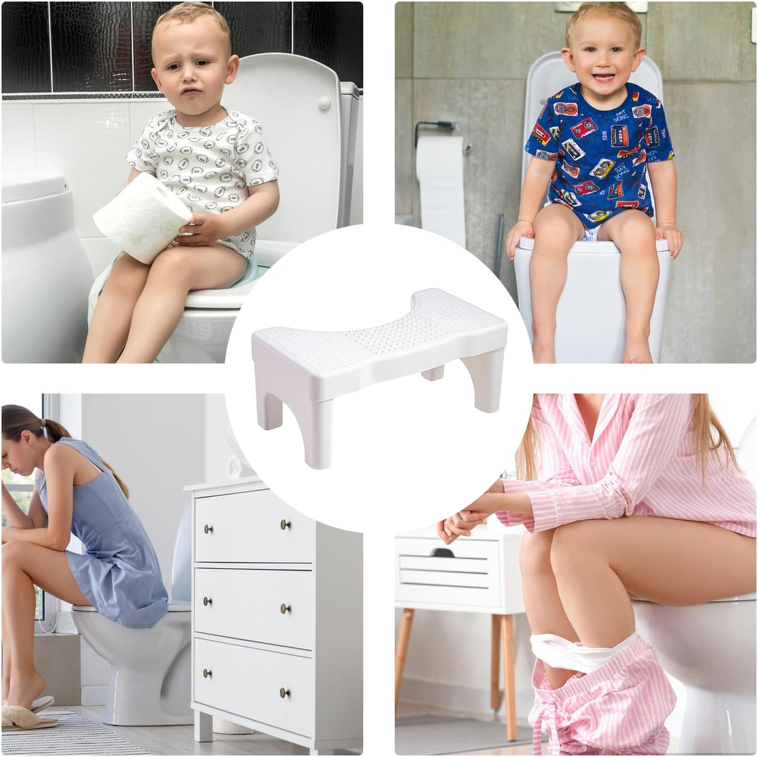 Stool for Toilet - Potty Squatty Stool for Adults - Non-Slip Step Space-Saving Tools, Potty Training Footstool for Squatting Posture, Kids, Elderly, Adults image number 2