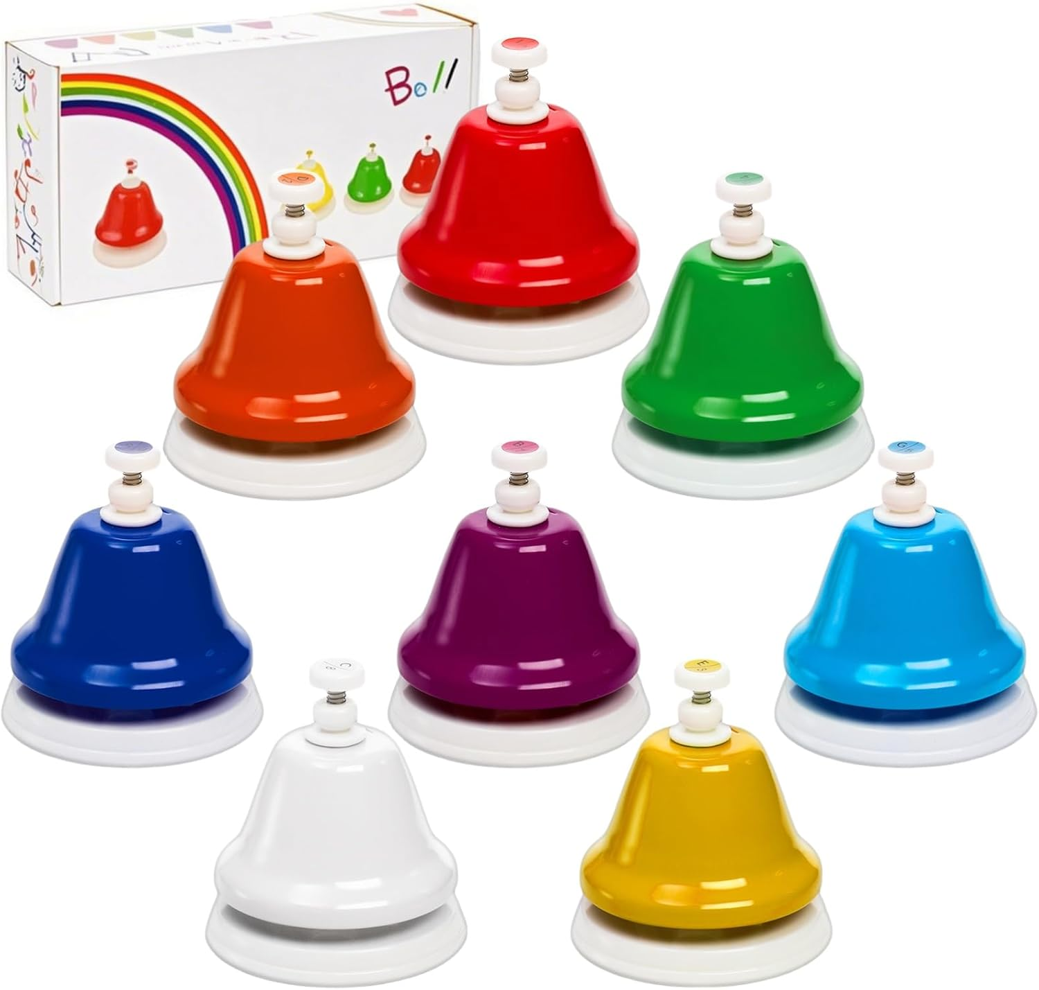 8 Notes Desk Bells, Music Bell Percussion Instrument, Colorful Diatonic Metal Bells, Chromatic Musical Table Bell for Teaching Church Chorus Holiday Party Supplies Birthday Gift image number 1