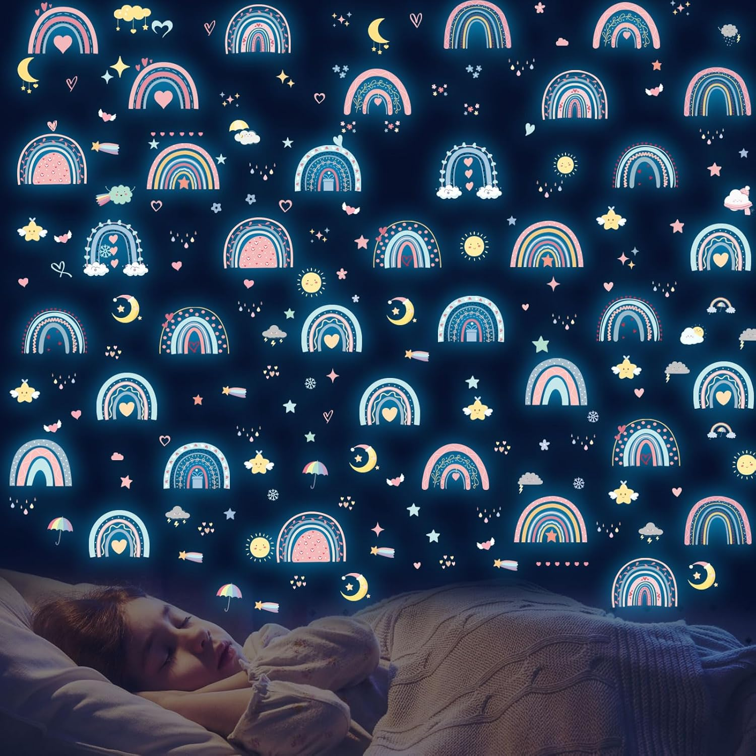 Glow in the Dark Butterfly Wall Decals，Glowing Luminous Butterfly Wall Stickers Colorful Removable Self-Adhesive Butterfly Decals for Girls Bedroom Kids Baby Nursery Living Room Decoration