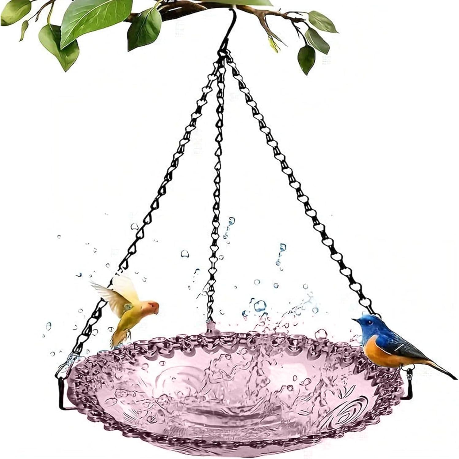 2Pcs Hanging Bird Feeder, Hanging Seed Tray,Bird Bath - Bird Feeder for Outdoor Garden Yard Decoration（Blue and Pink） image number 1