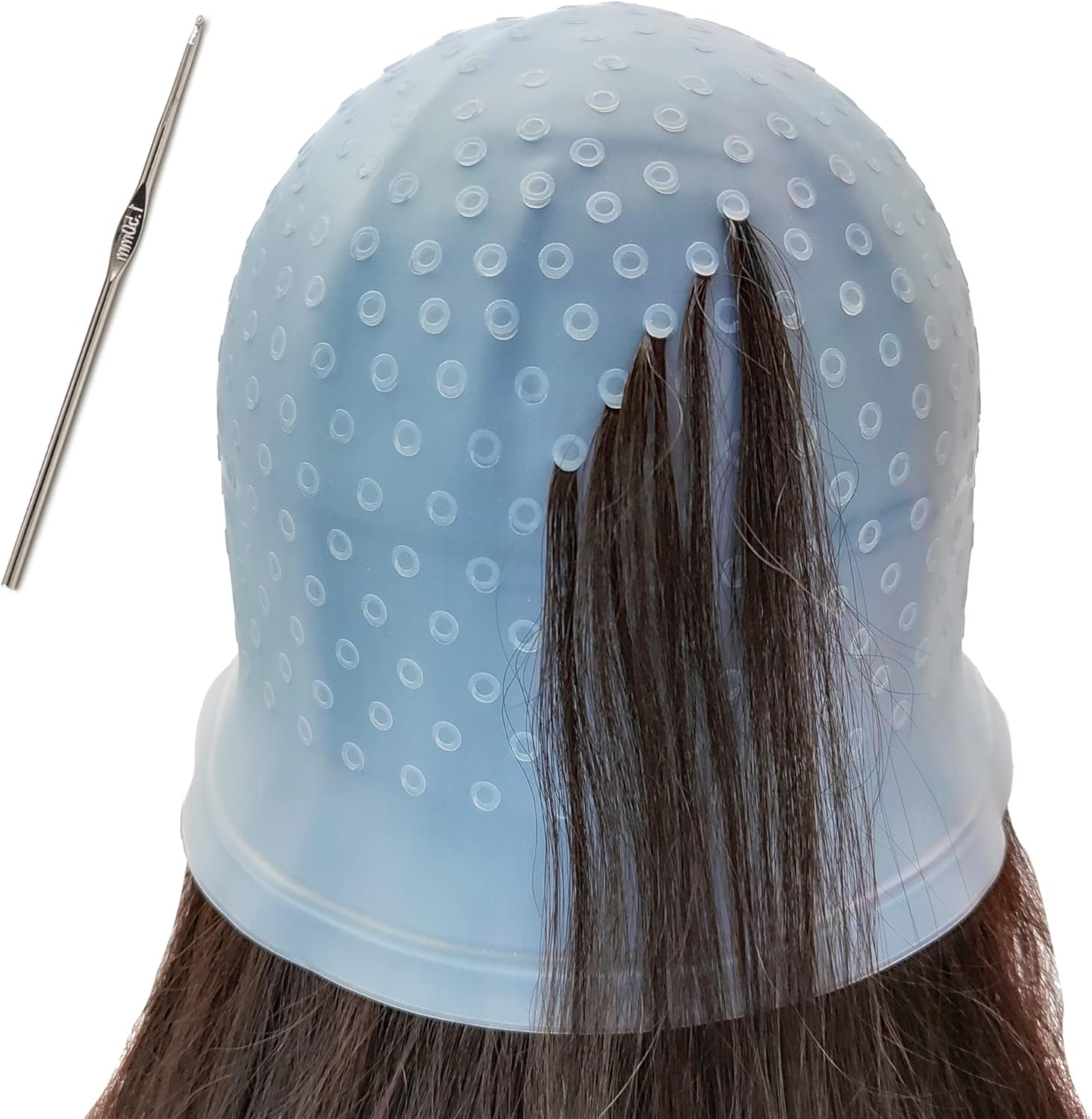 Highlight Caps with Pre Cut Holes Silicone Hair Highlighting Cap for Highlighting Hair Dye Cap No Leakage Reusable Highlighting Cap Dye Cap Pre Pierced (Blue)