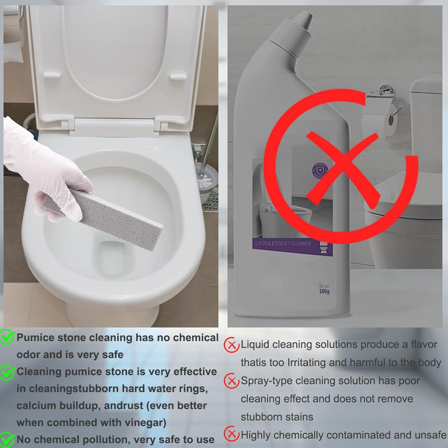 Toilet Pumice Stone - Pumice Stick | 10 Pieces Abrasive Blocks Heavy-Duty | Non-Scratch for Shower Tile Bathtub Seam Grout Oven Glass image number 2